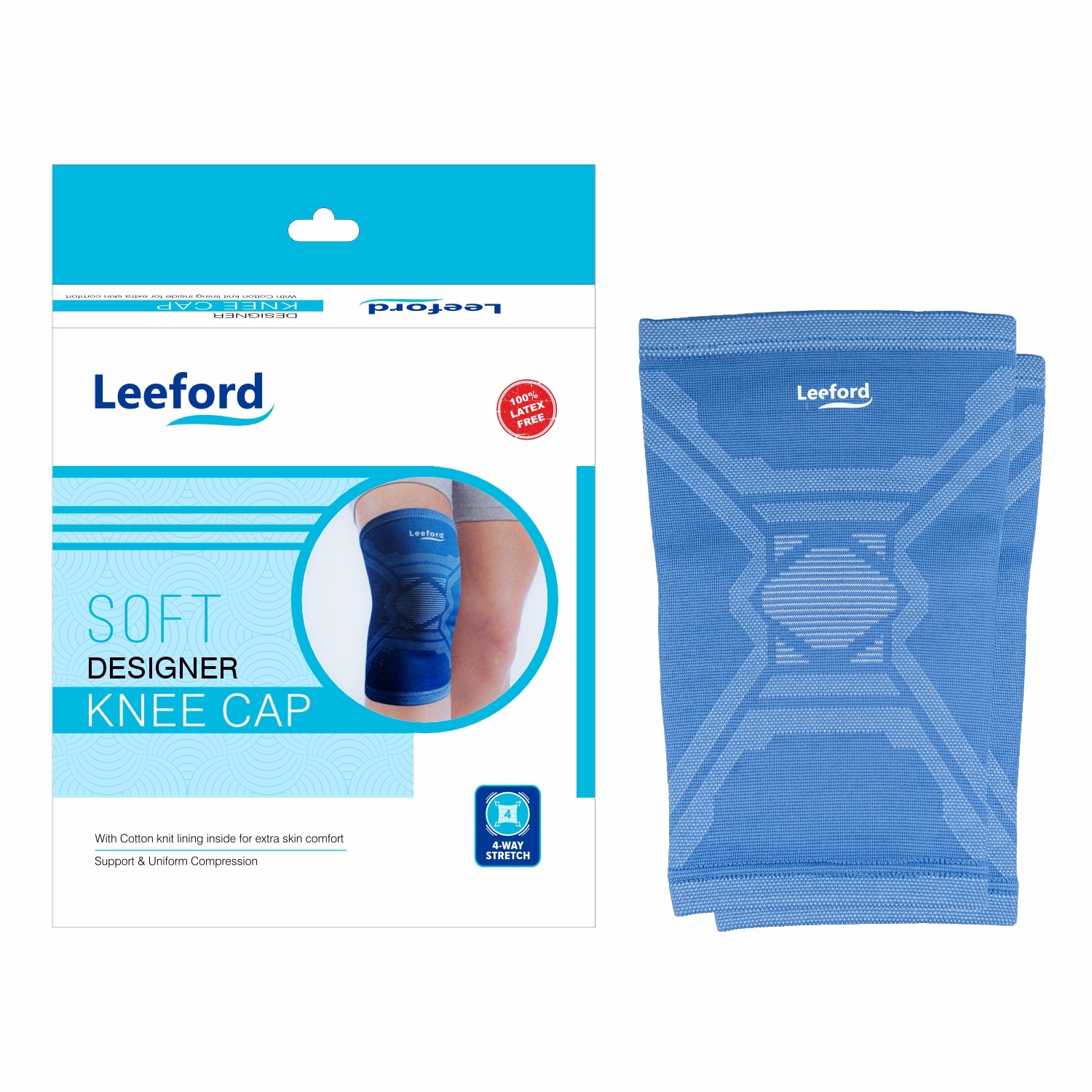 Leeford Soft Designer Knee Cap for Men and Women Knee Support  Joint Pain Color Blue