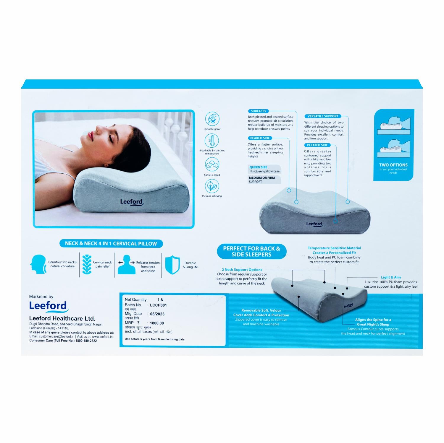 Leeford Cervical Pillow Product Packaging