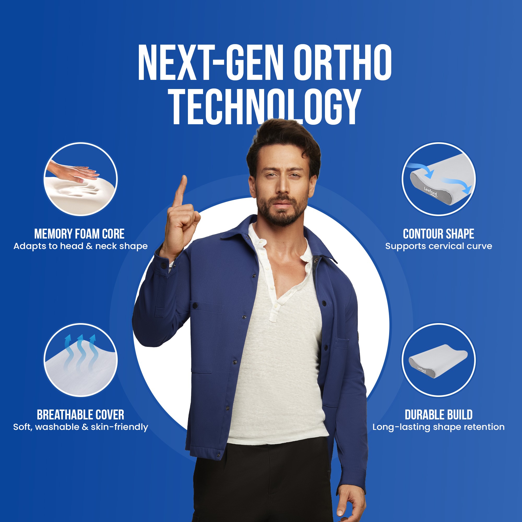 cervical pillow with memeory foram contour hsape breathable cover n durable build