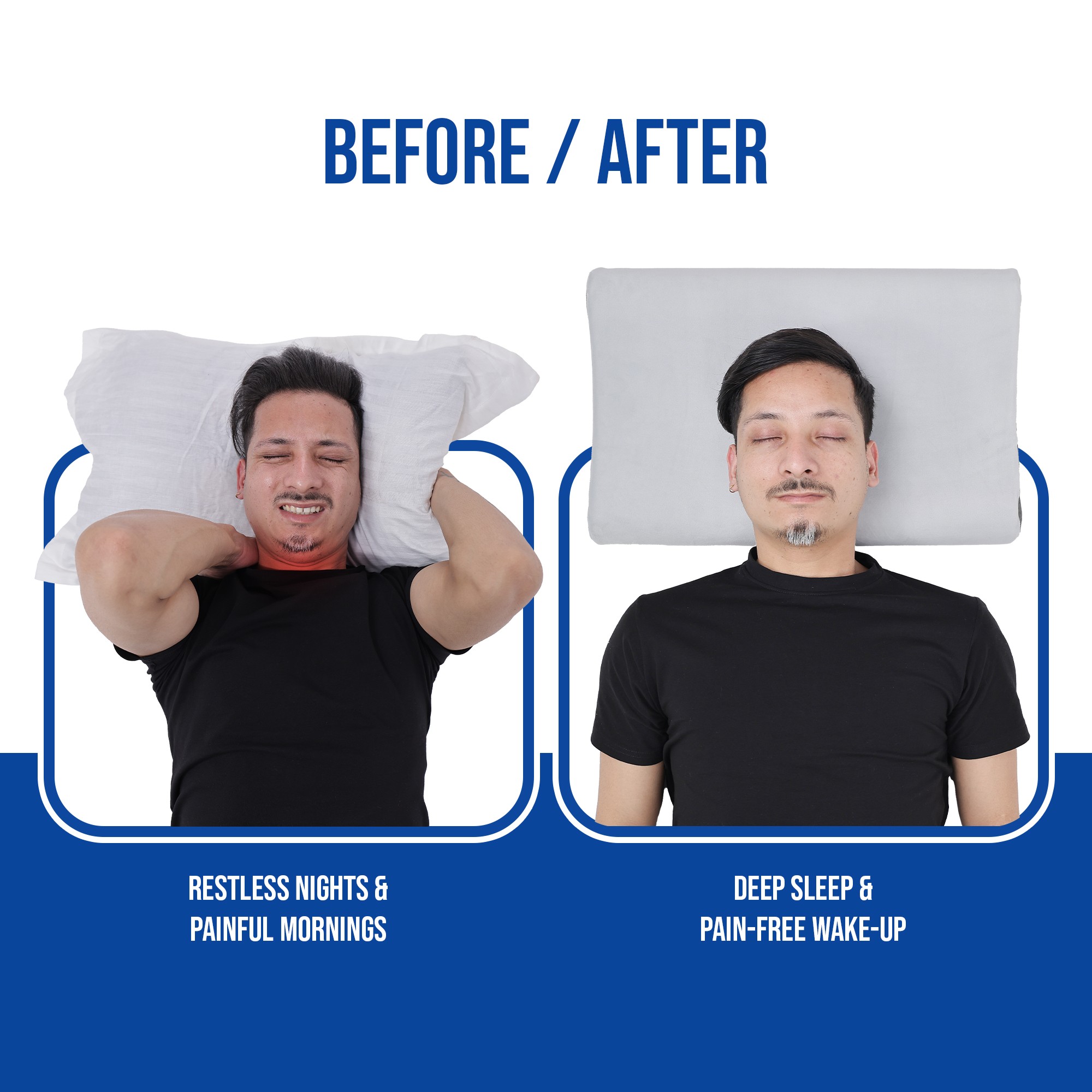 cervical pillow before and afetr use comparison