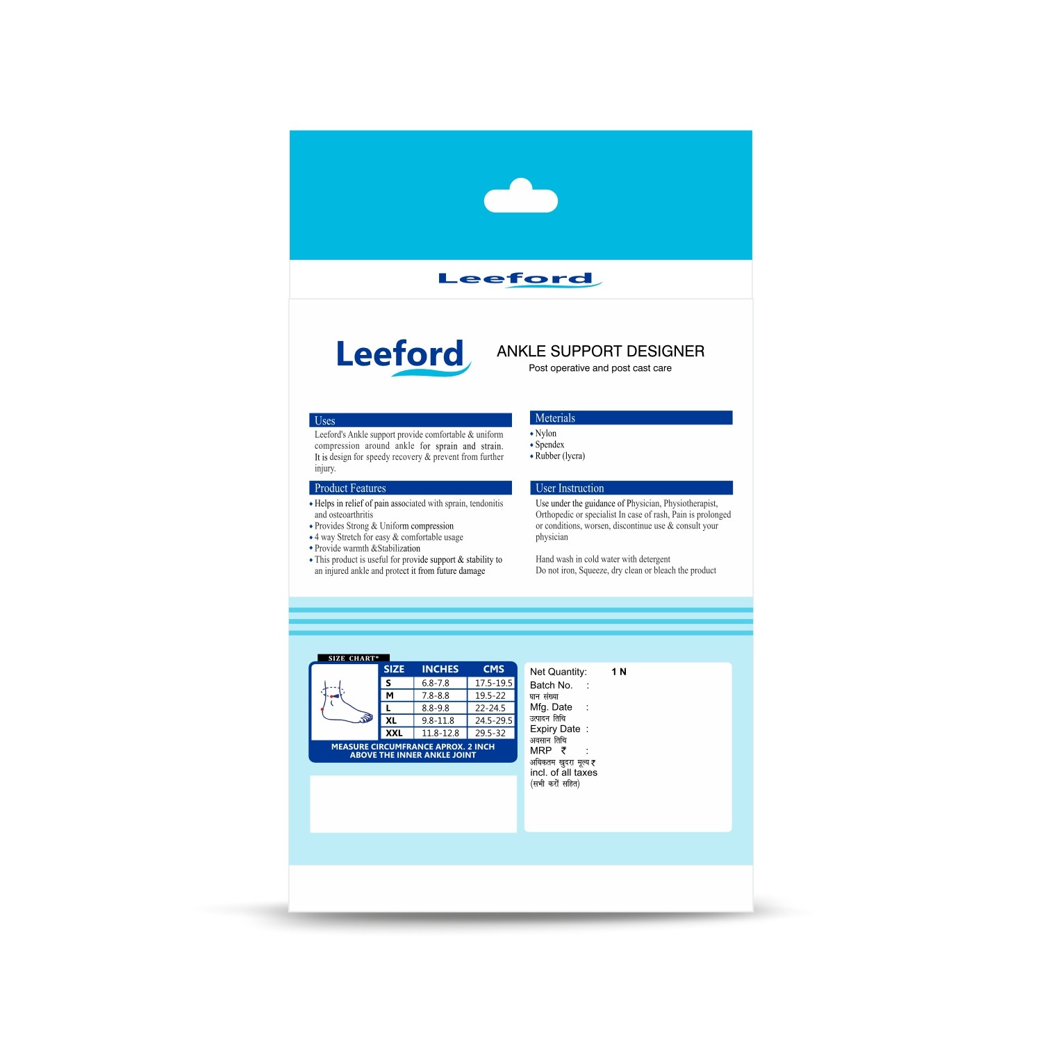 Leeford Ankle Support Designer for Pain Relief For Men and Women Product Packaging