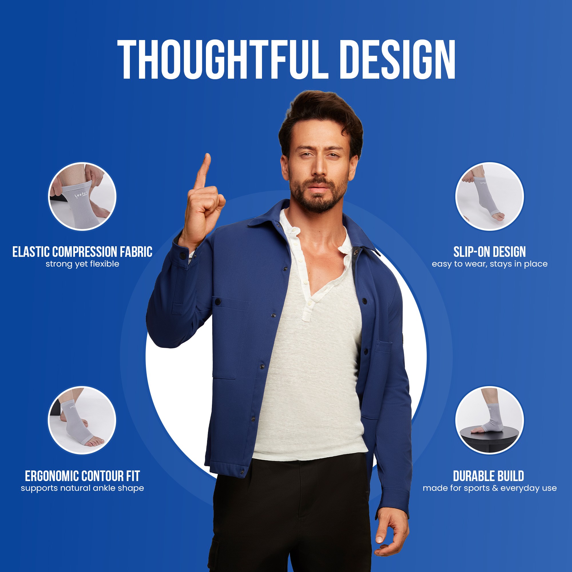 ankle support with elastic compression adjustable strap n