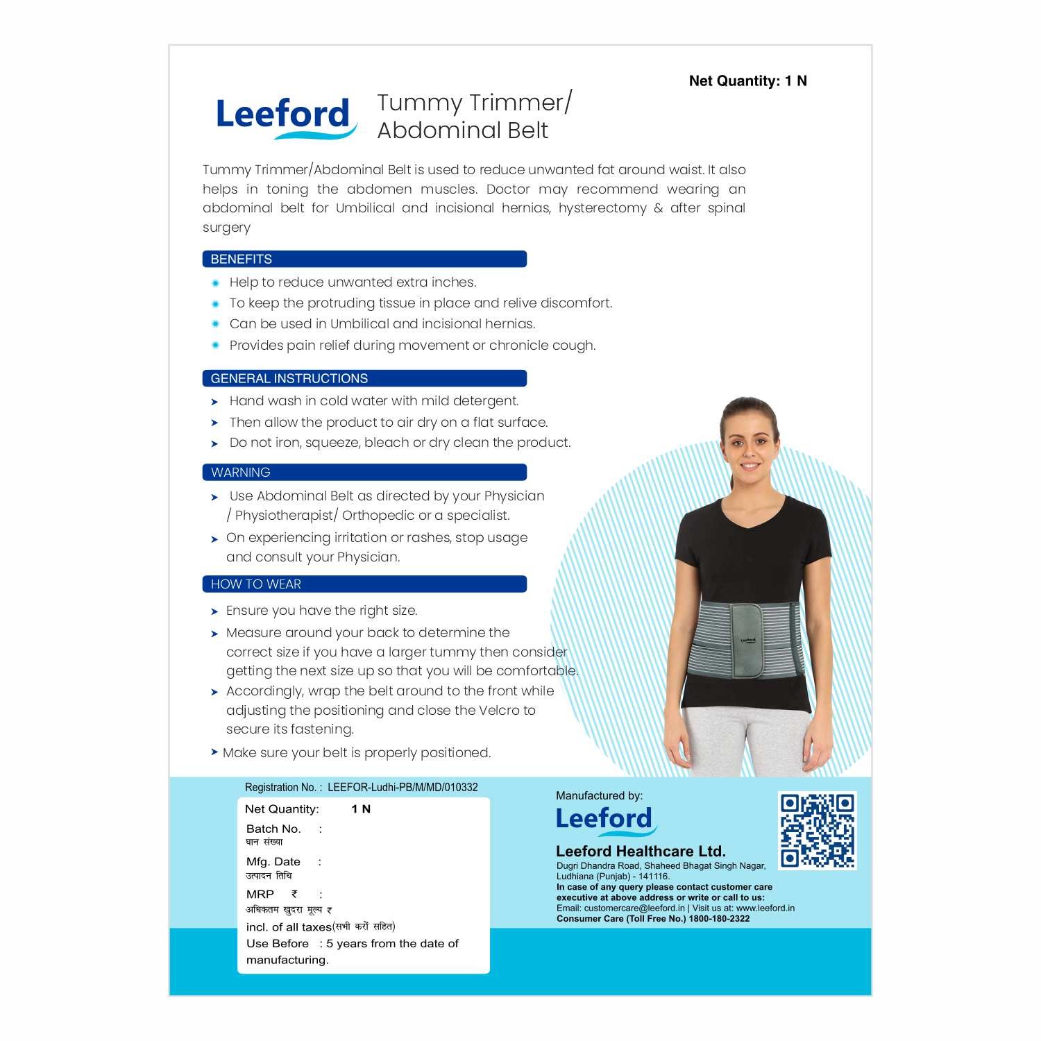 Leeford Tummy Trimmer Belt packaging