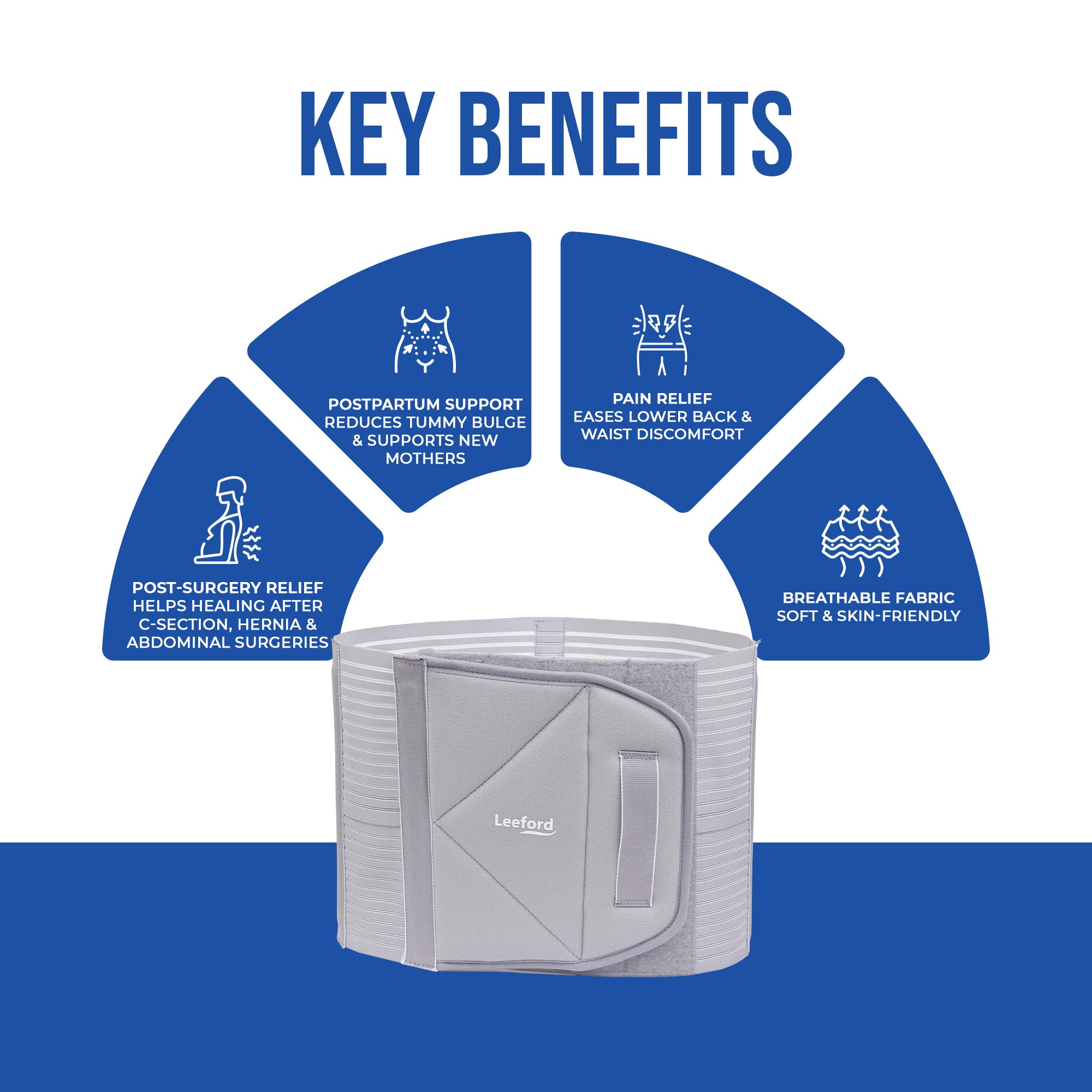 Leeford abdominal belt provides post surgery relief postpartum support pain relief