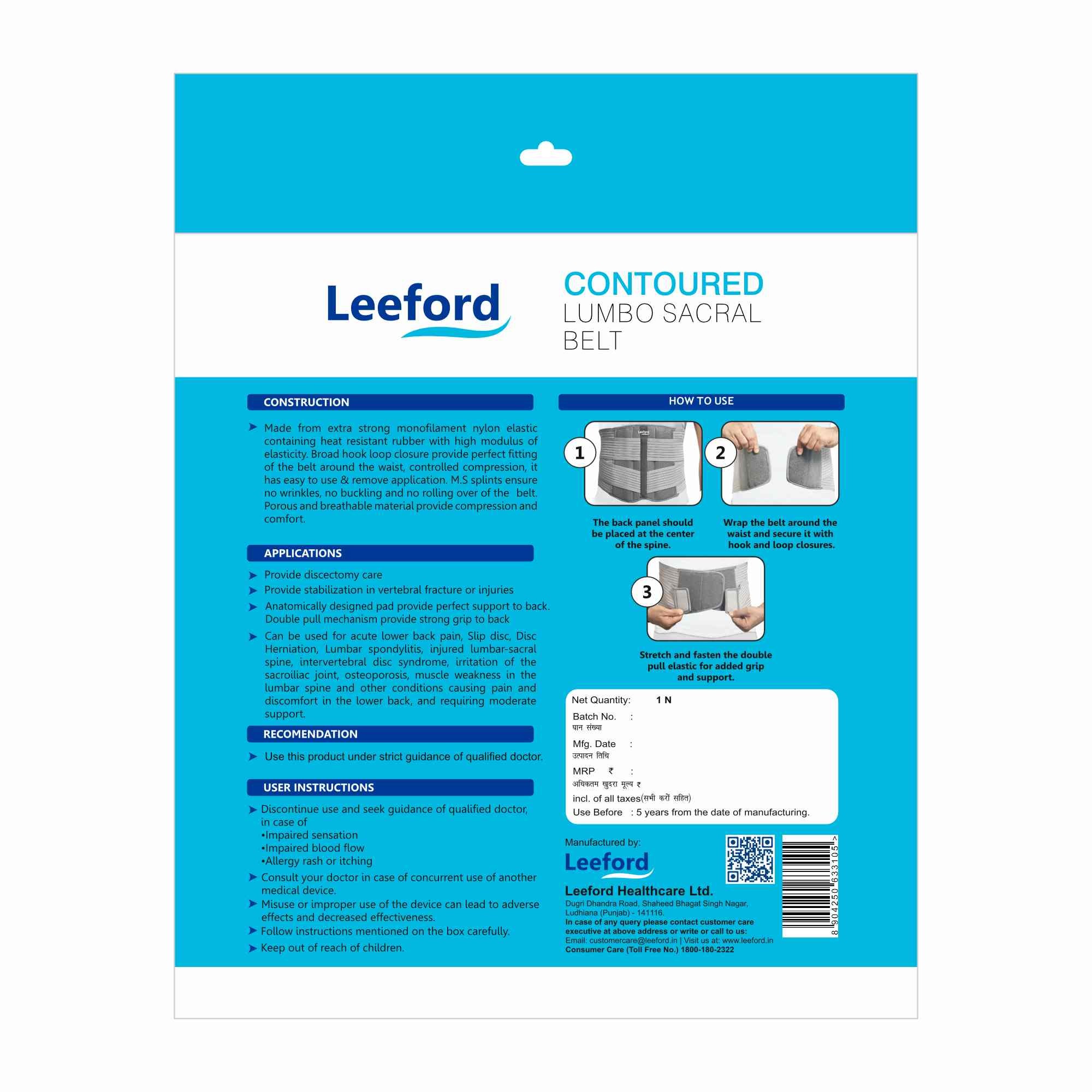 Leeford Contoured Lumbo Sacral Belt packaging