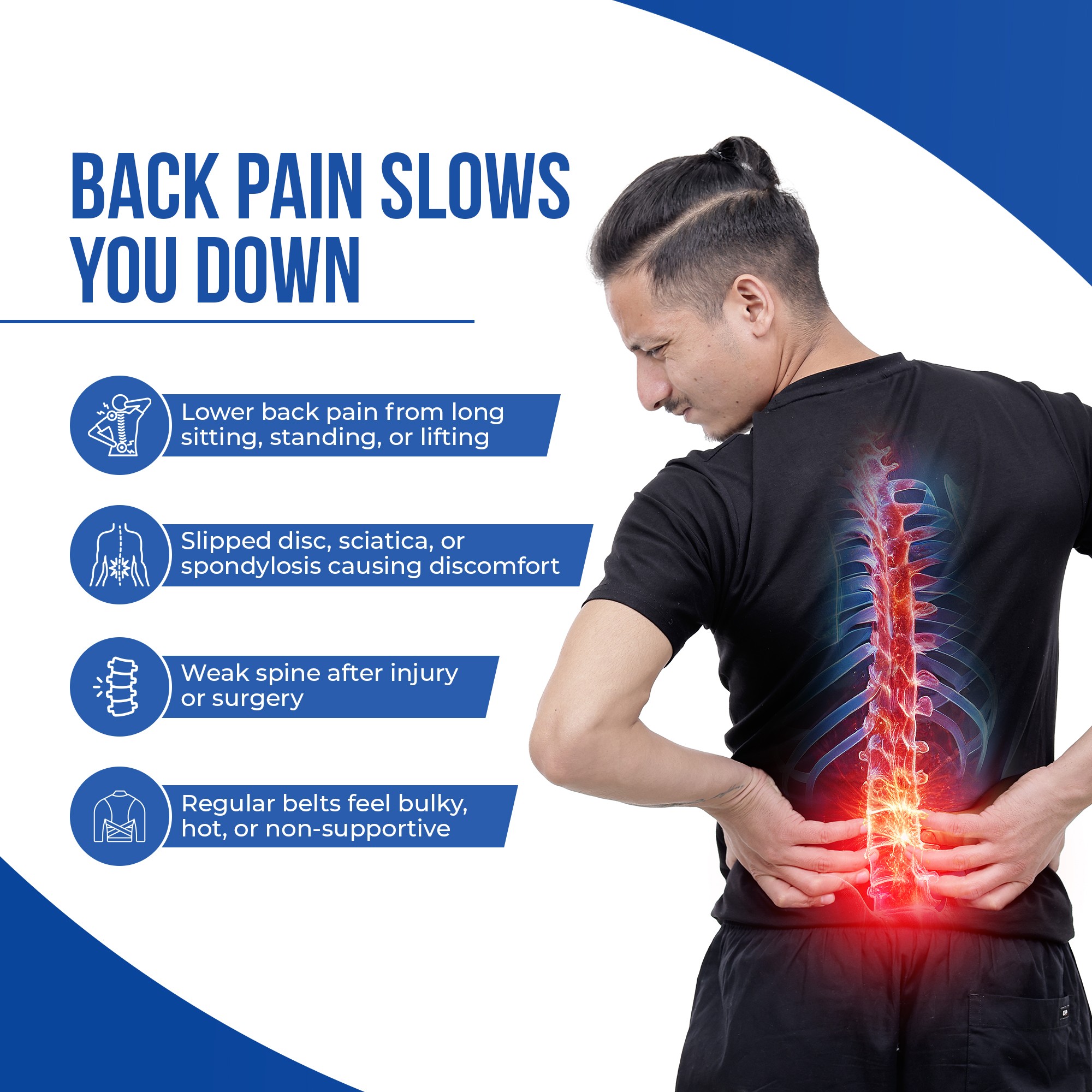 weak spine after injury or surgery slip disc sciatica or spondylosis