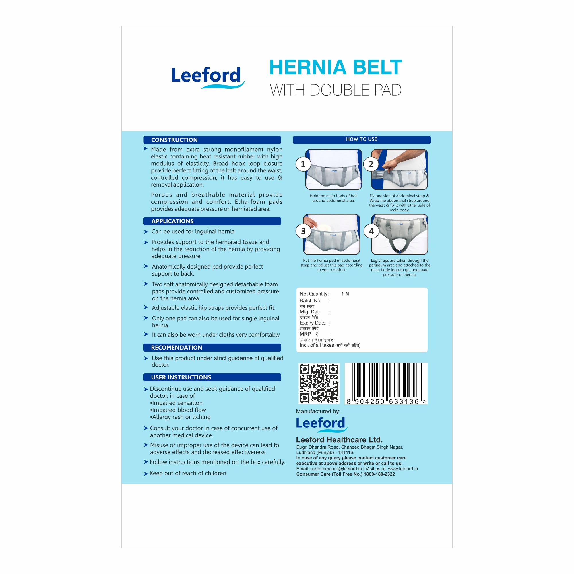 Leeford Hernia Belt packaging