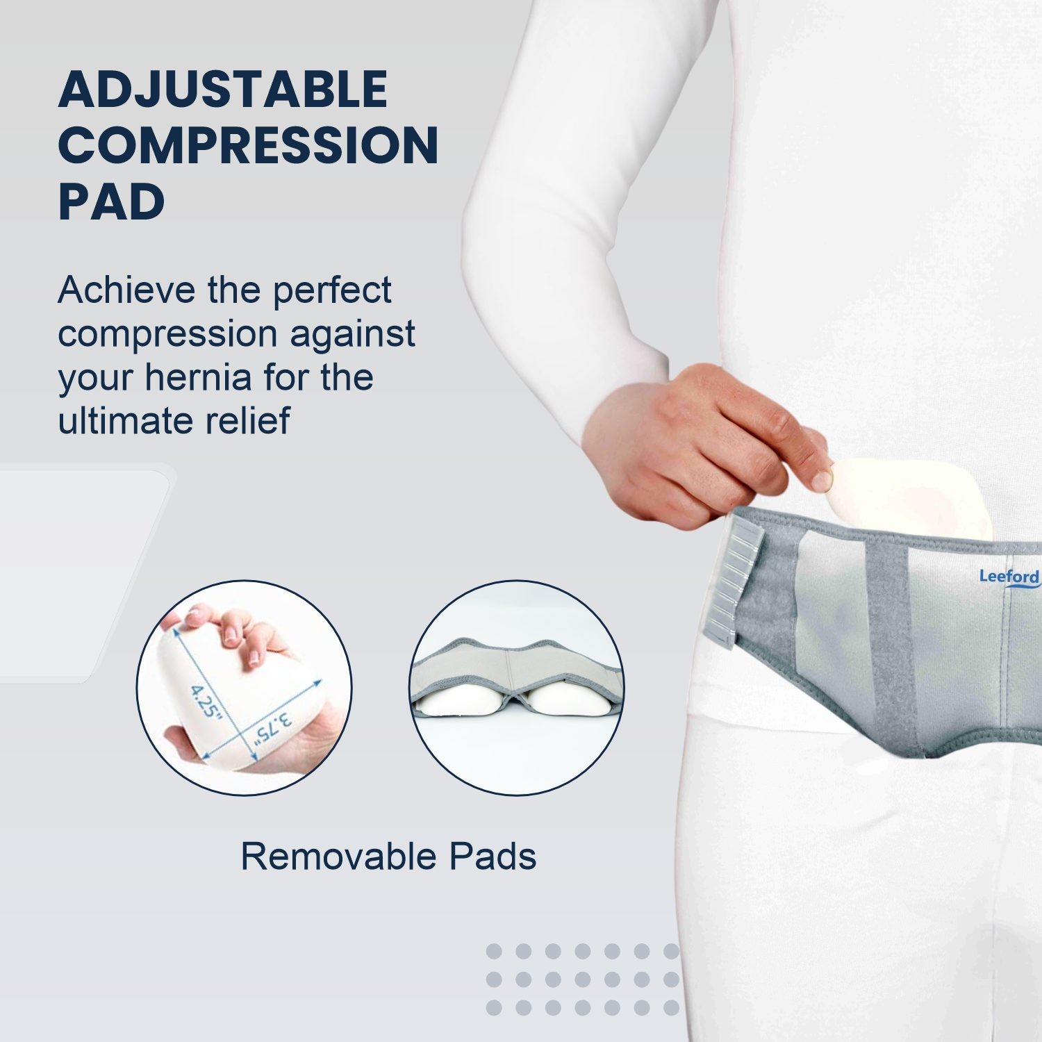 Leeford Hernia Belt with adjustable compression pad