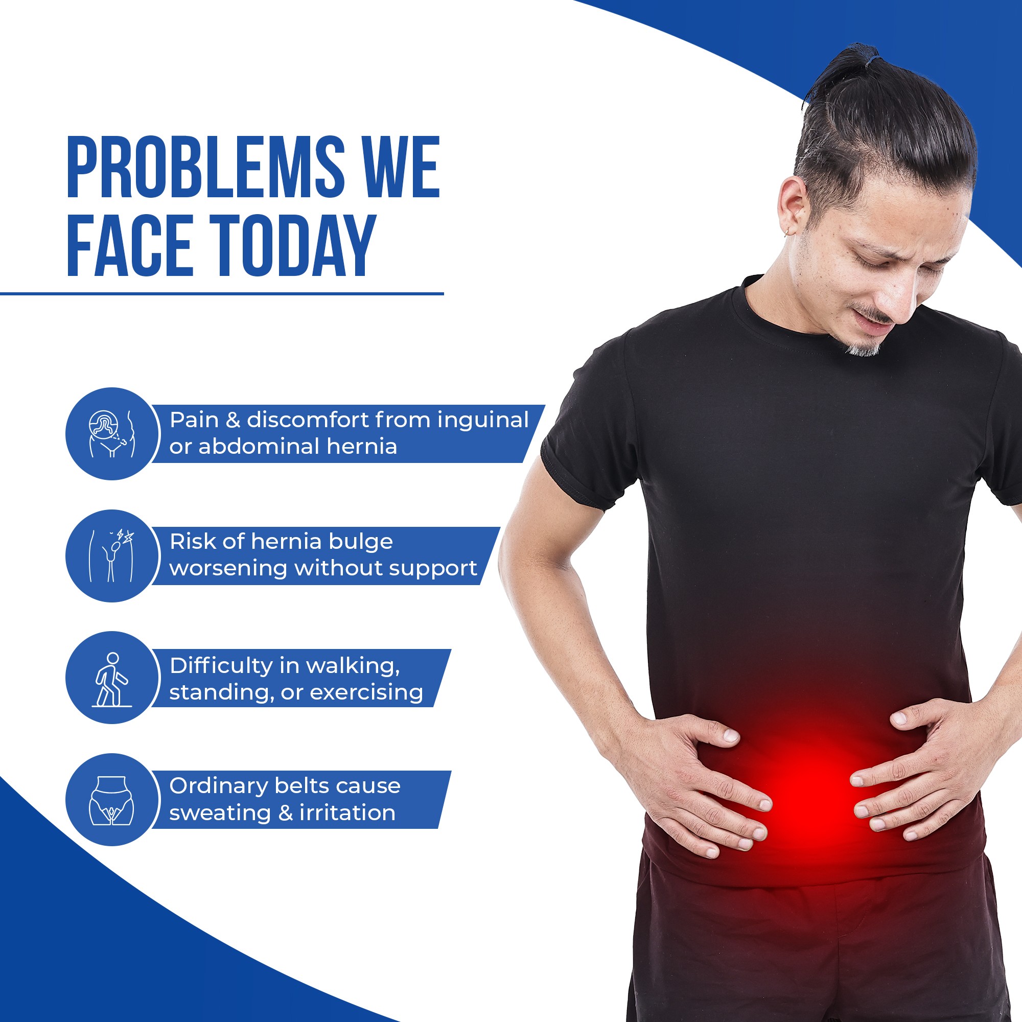 pain from inguinal or abdominal hernia n difficult in walking standing