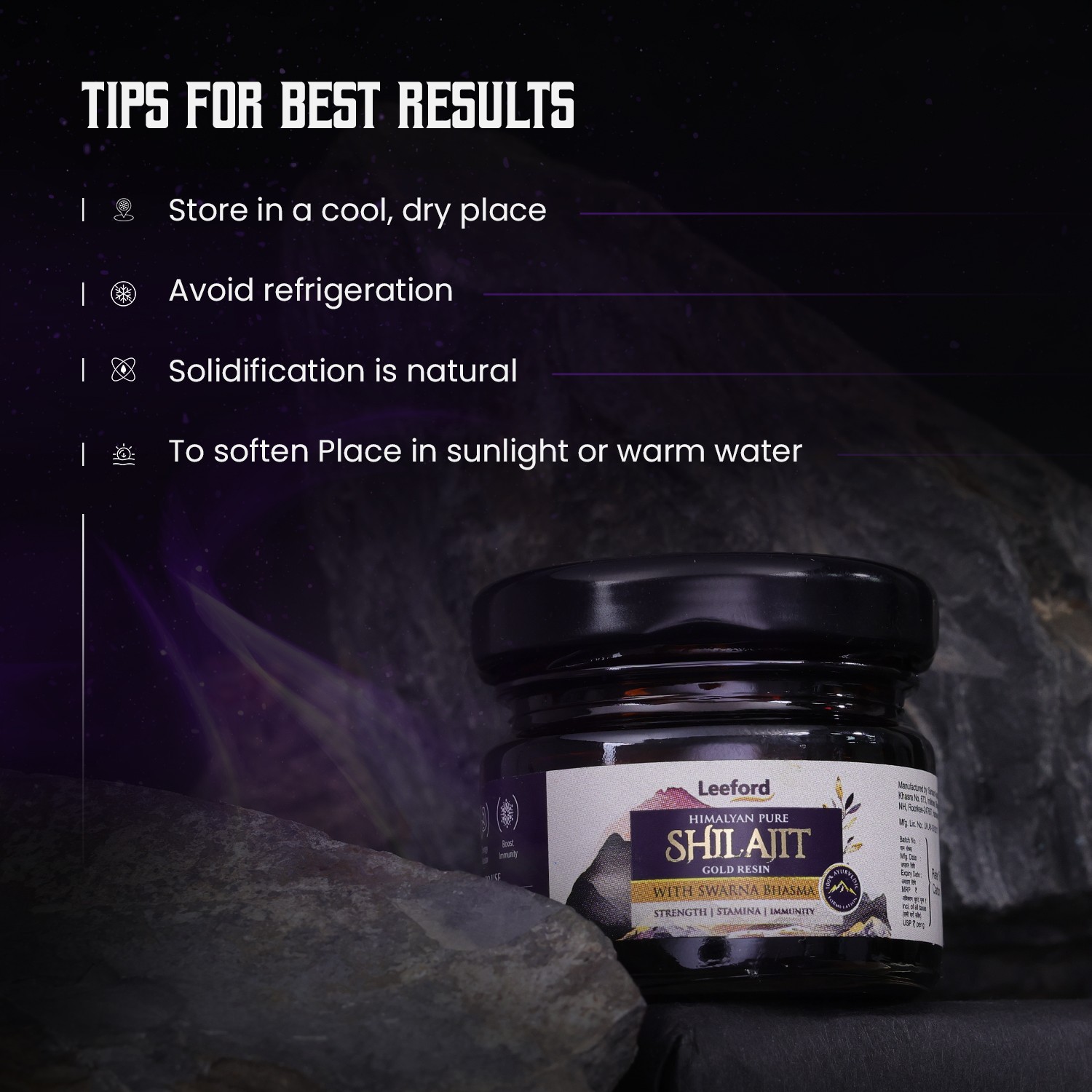 Leeford Himalayan Shilajit Gold storage tips