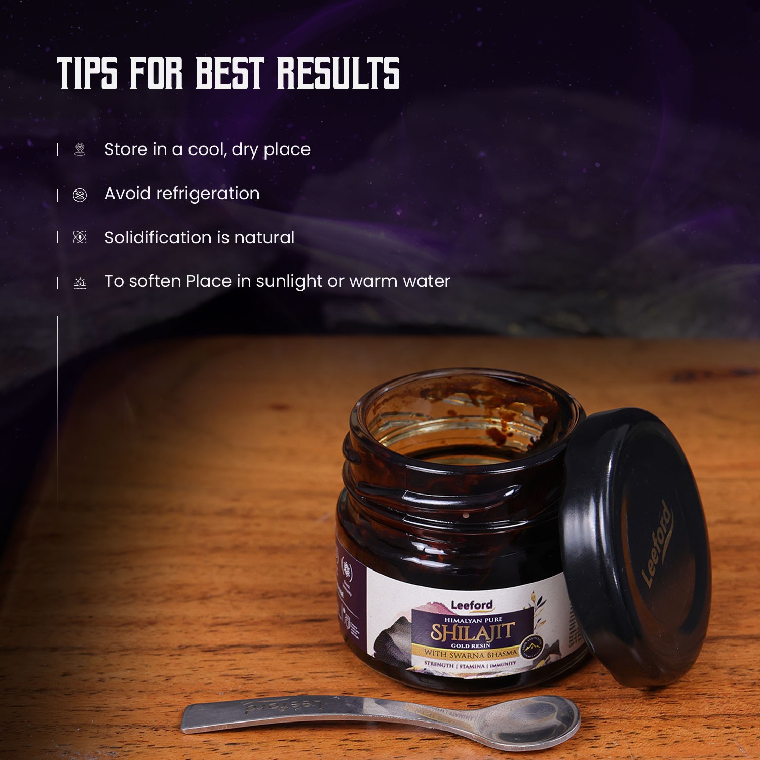 Leeford Himalayan Shilajit Gold tips for best results