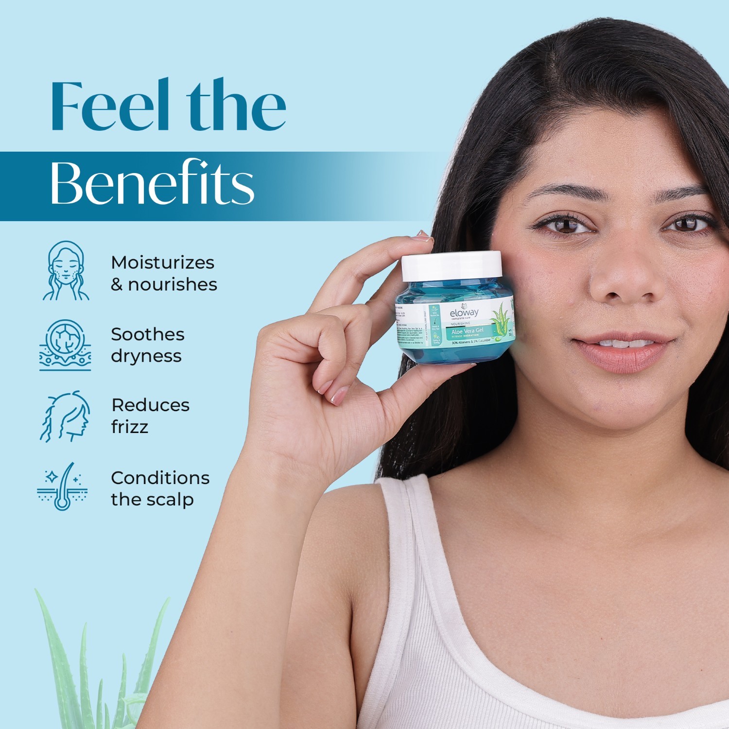 eloway transparent aloe vera gel soothes dryness reduce redness benefits