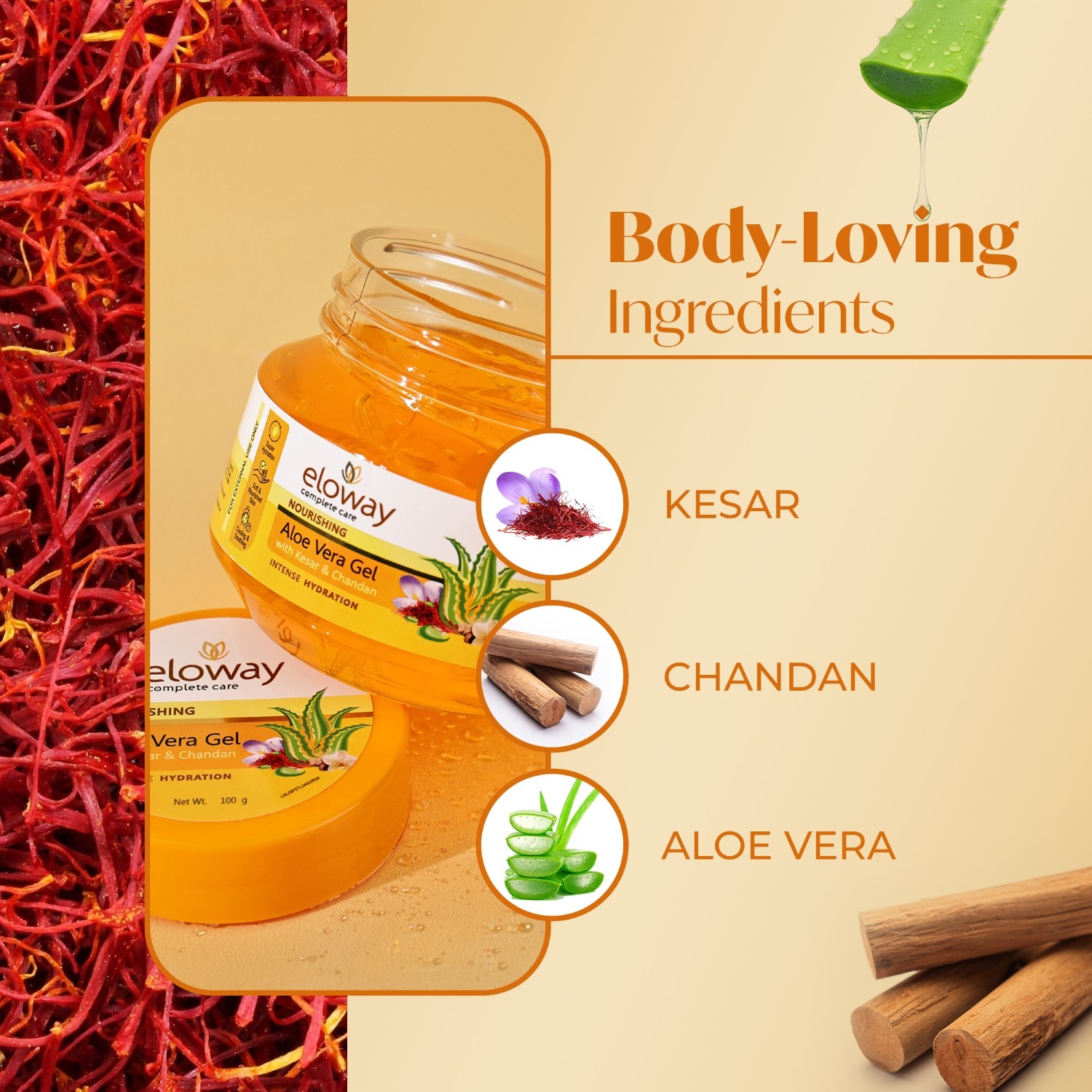 Eloway Aloe Vera Gel with Kesar ingredients