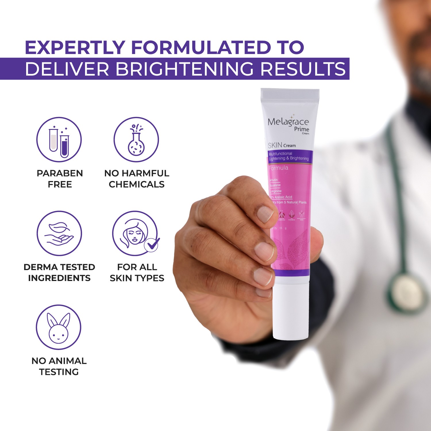 Melagrace Prime Brightening Cream dermatologically tested