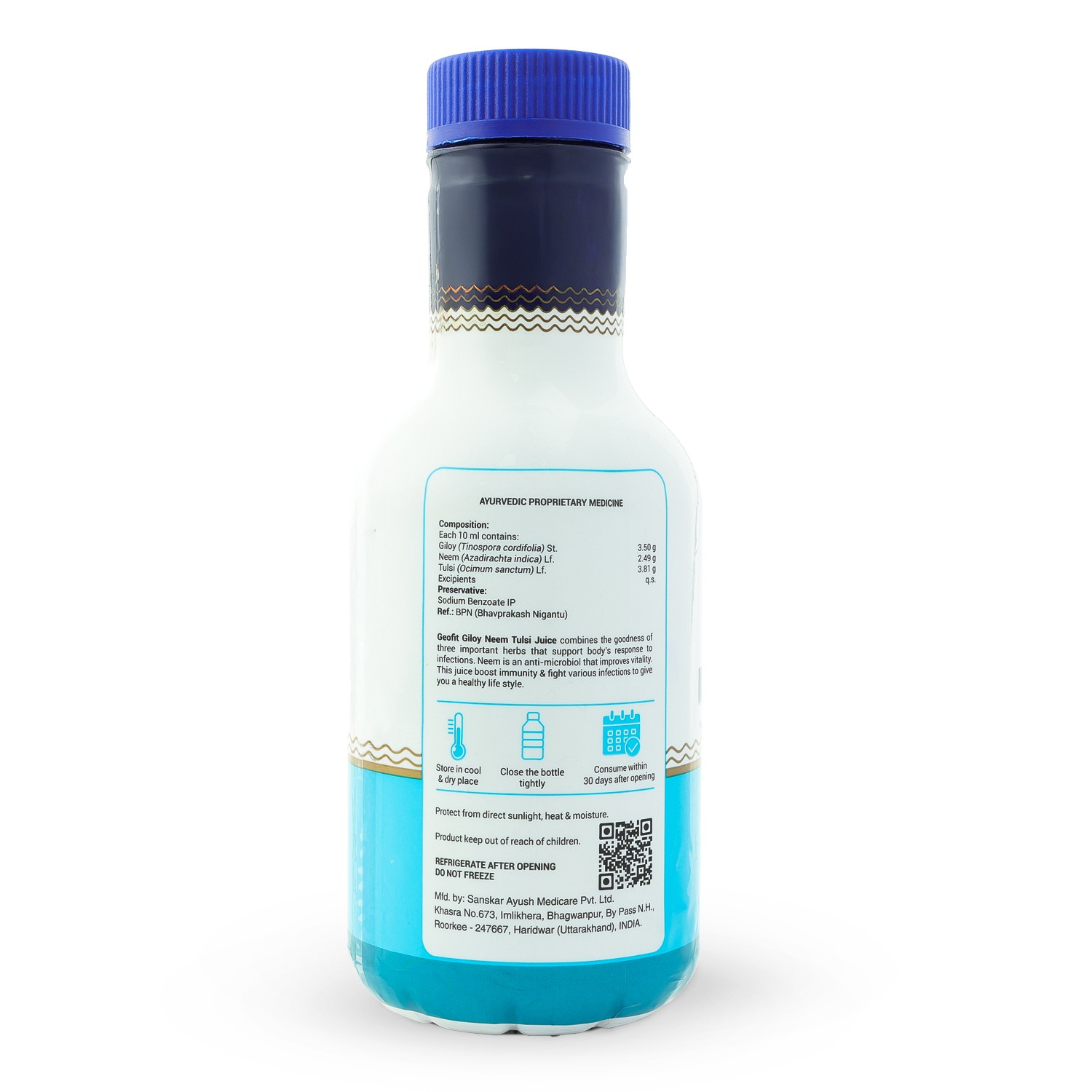 Geofit Giloy Neem Tulsi Juice back packaging