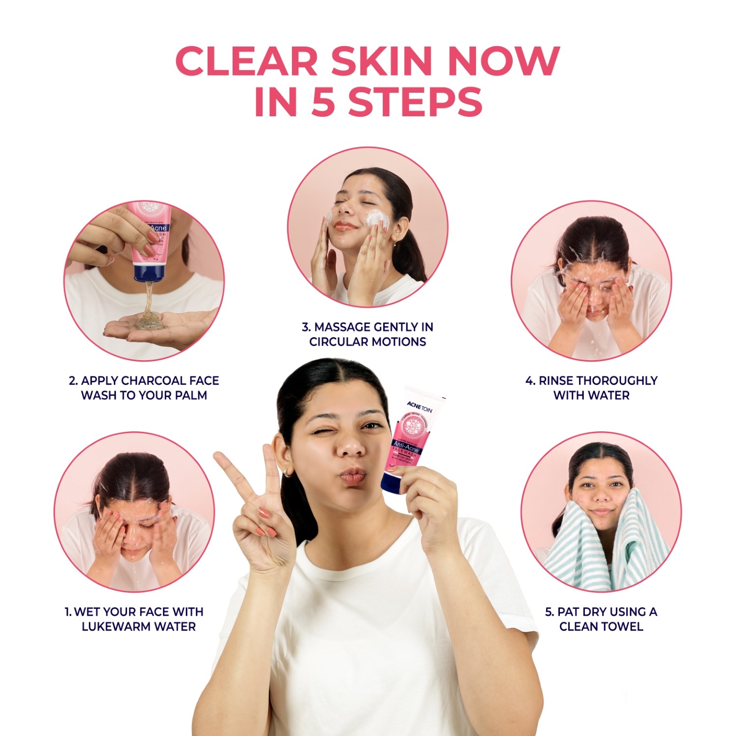 Acnetoin Anti-Acne Charcoal Facewash how to use guide