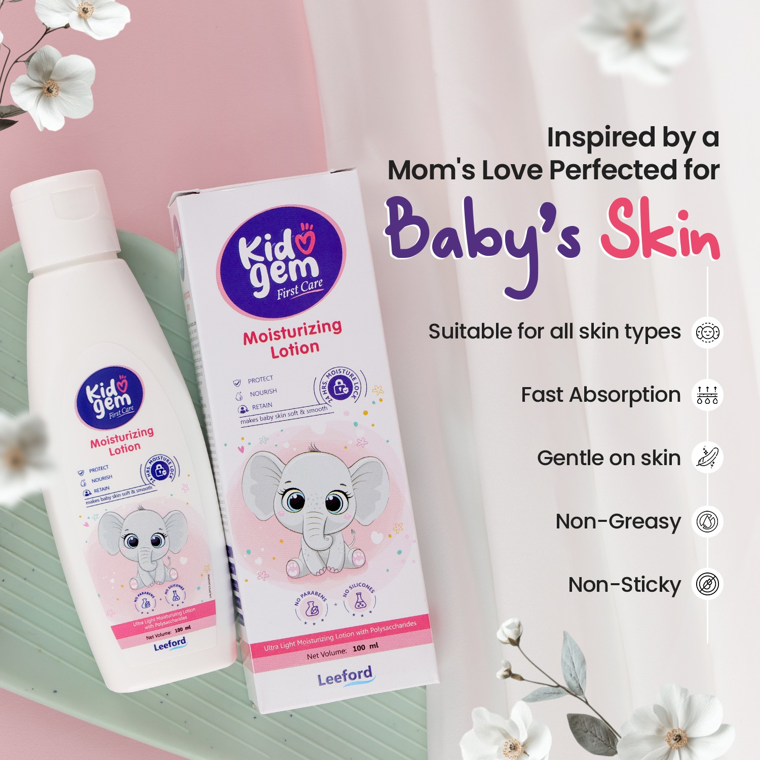 Kidogem Moisturizing Baby Lotion key benefits