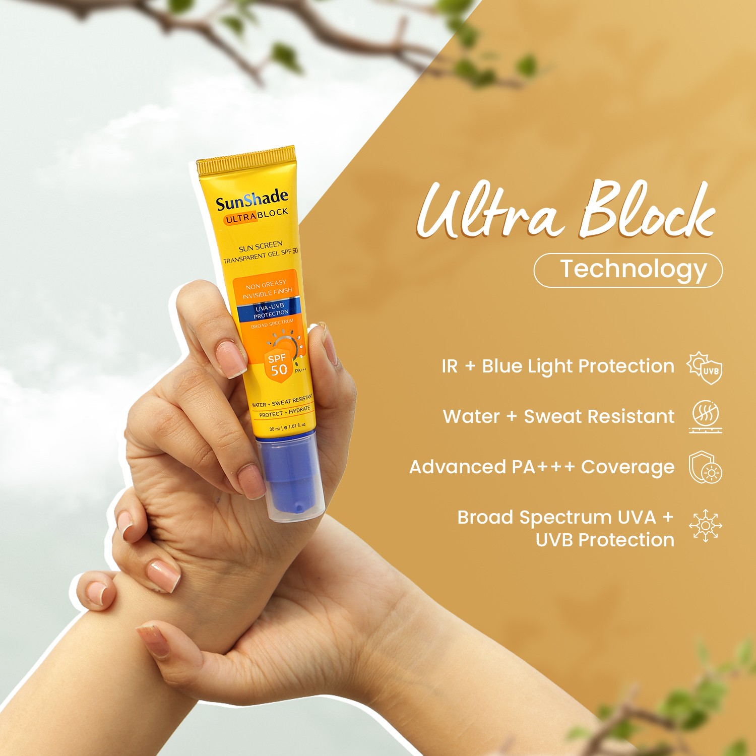 Sunshade Ultra Block Sunscreen Gel SPF-50 ultra block technology