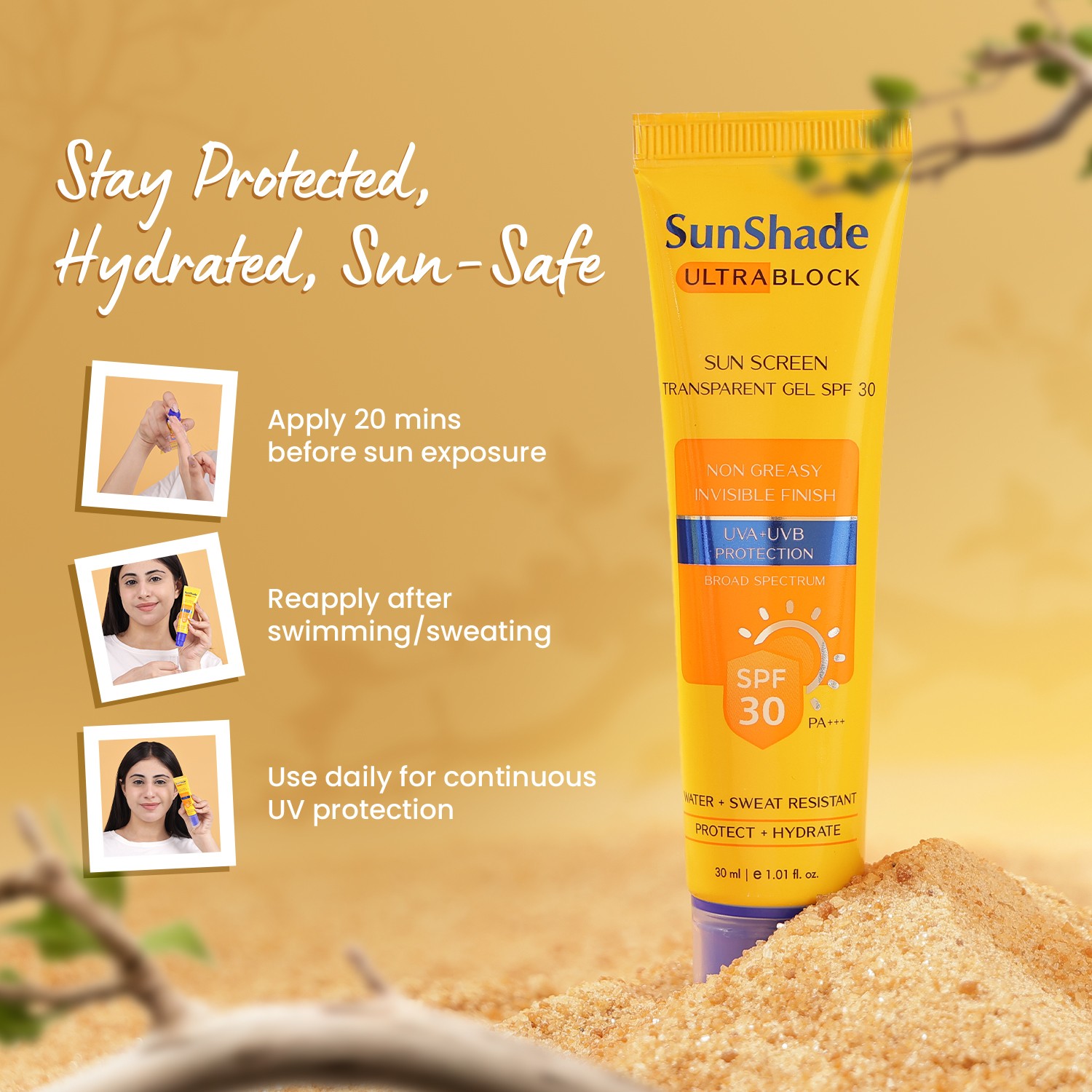 Sunshade Ultra Block Sunscreen Gel SPF-30 how to use guide