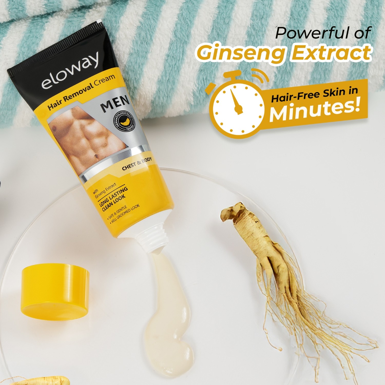 Eloway Hair Removal Cream for Men ginseng extract
