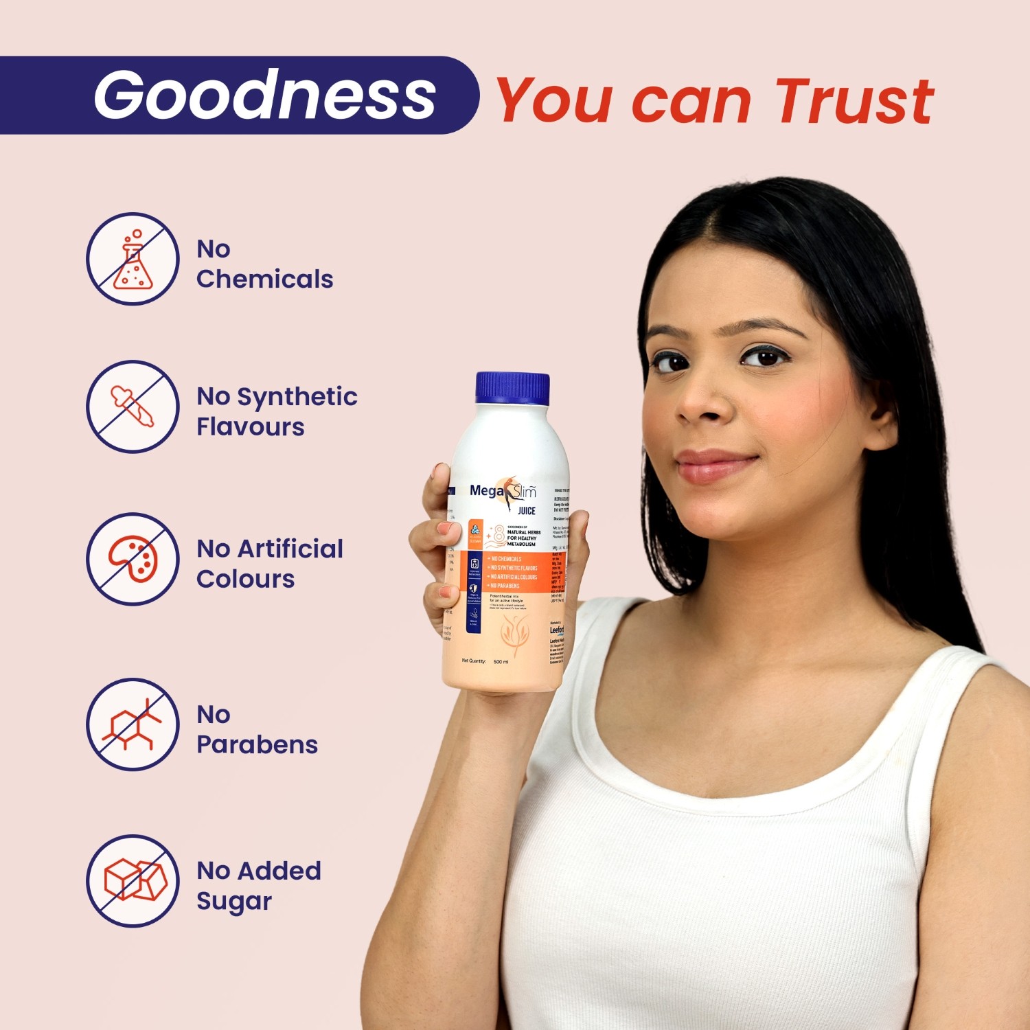 MegaSlim herbal juice no sugar chemicals artificial flavours