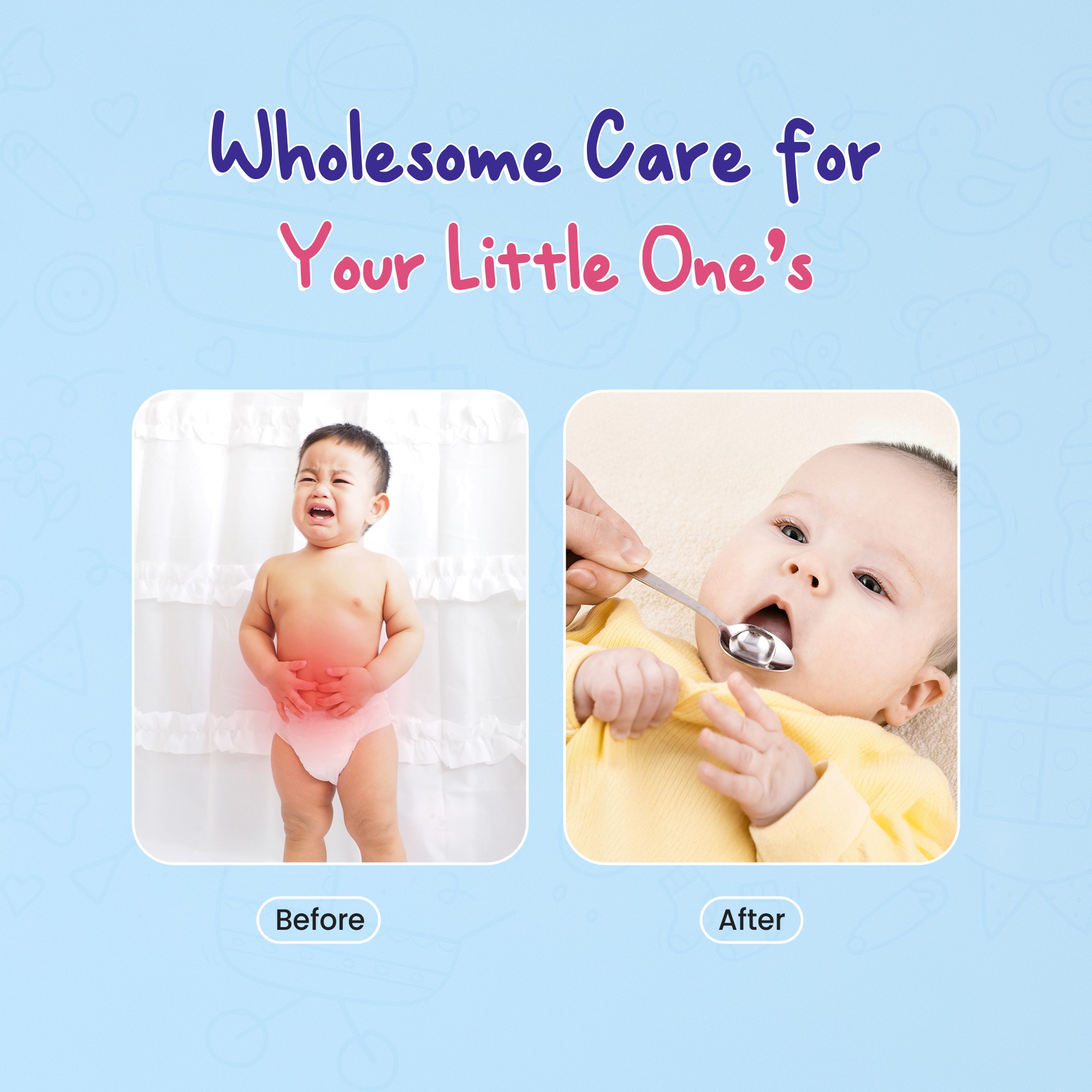 Kidogem Gripe Water before and after use