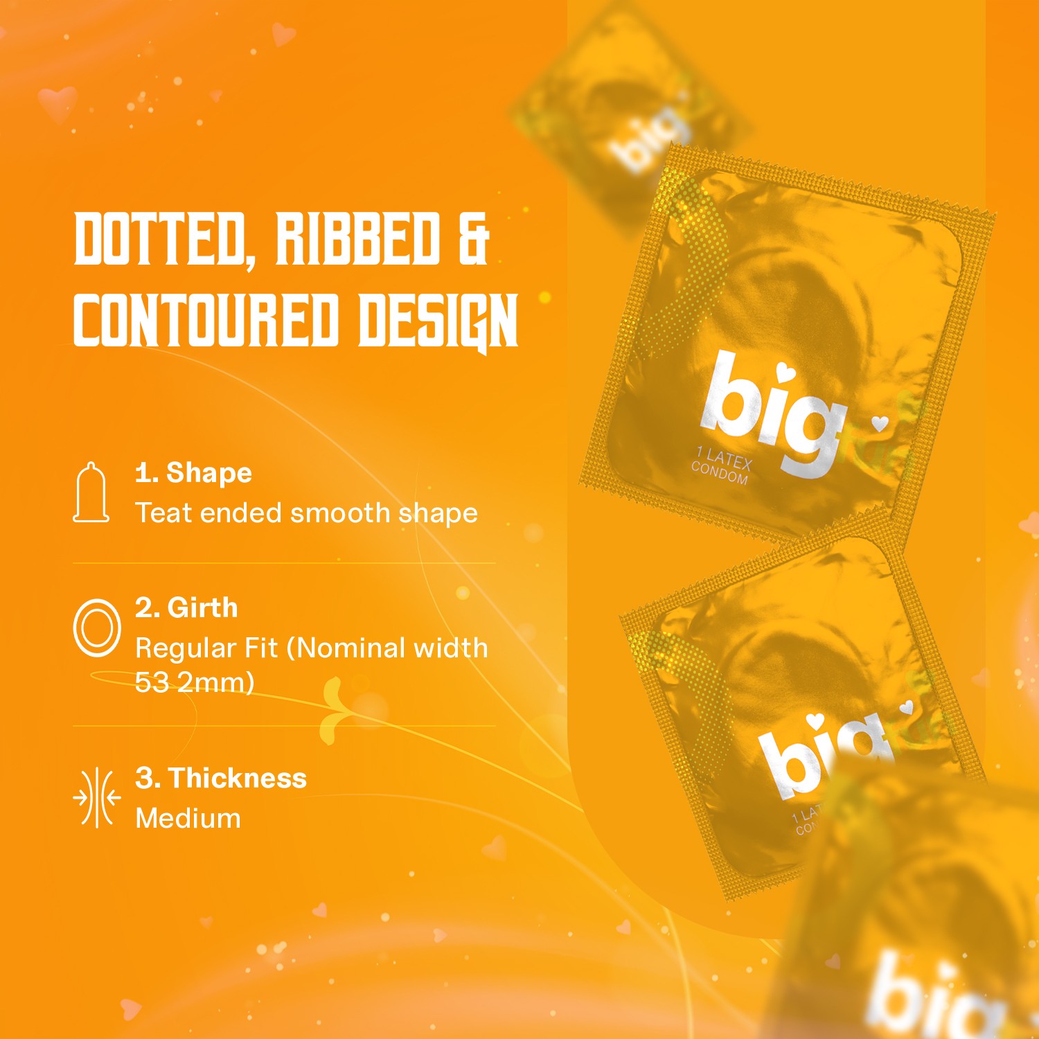 bigfun mixed fruits flavoured condom with dotted ribbed design