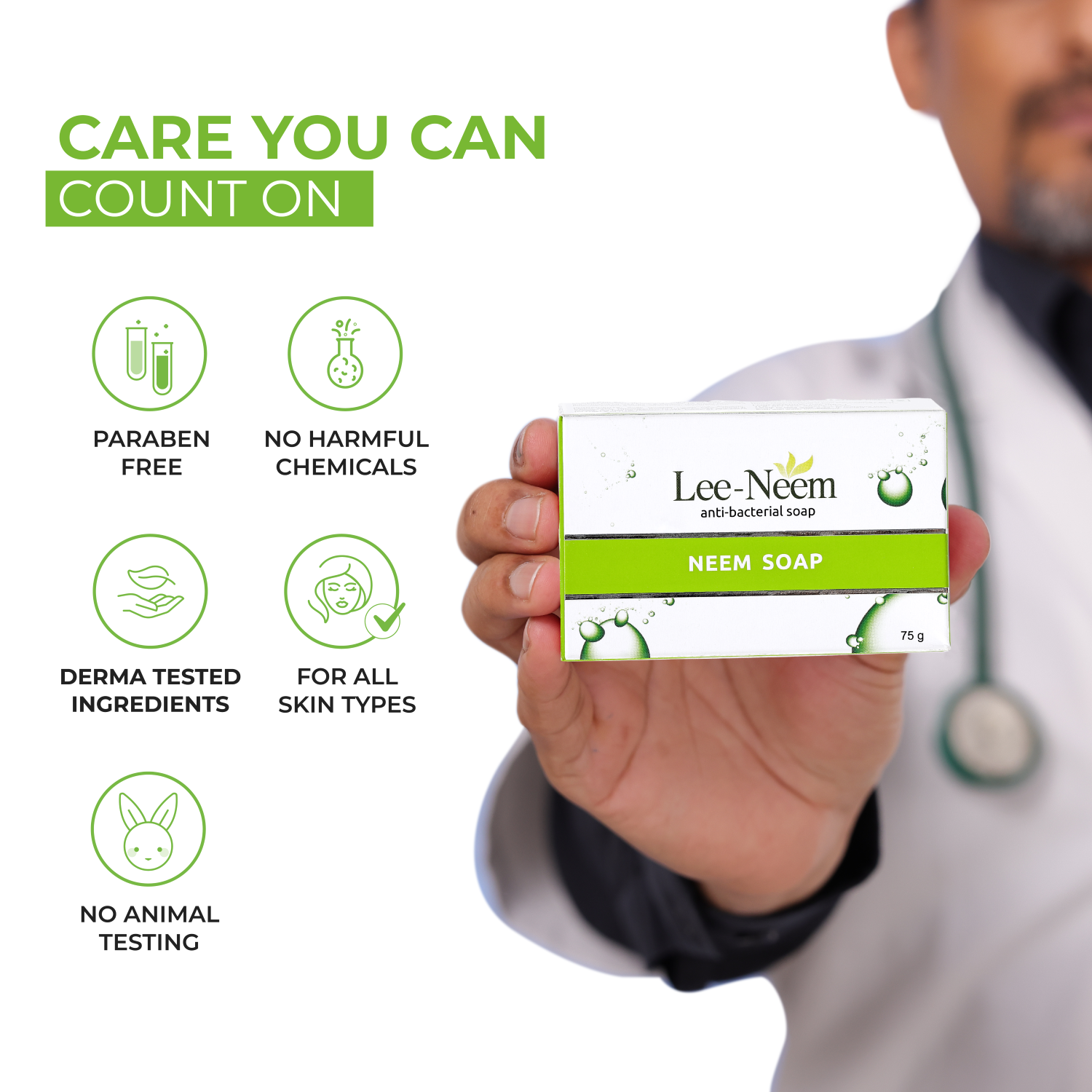 Lee‑Neem Antibacterial Soap with aloe vera chemicals free derma tested safe