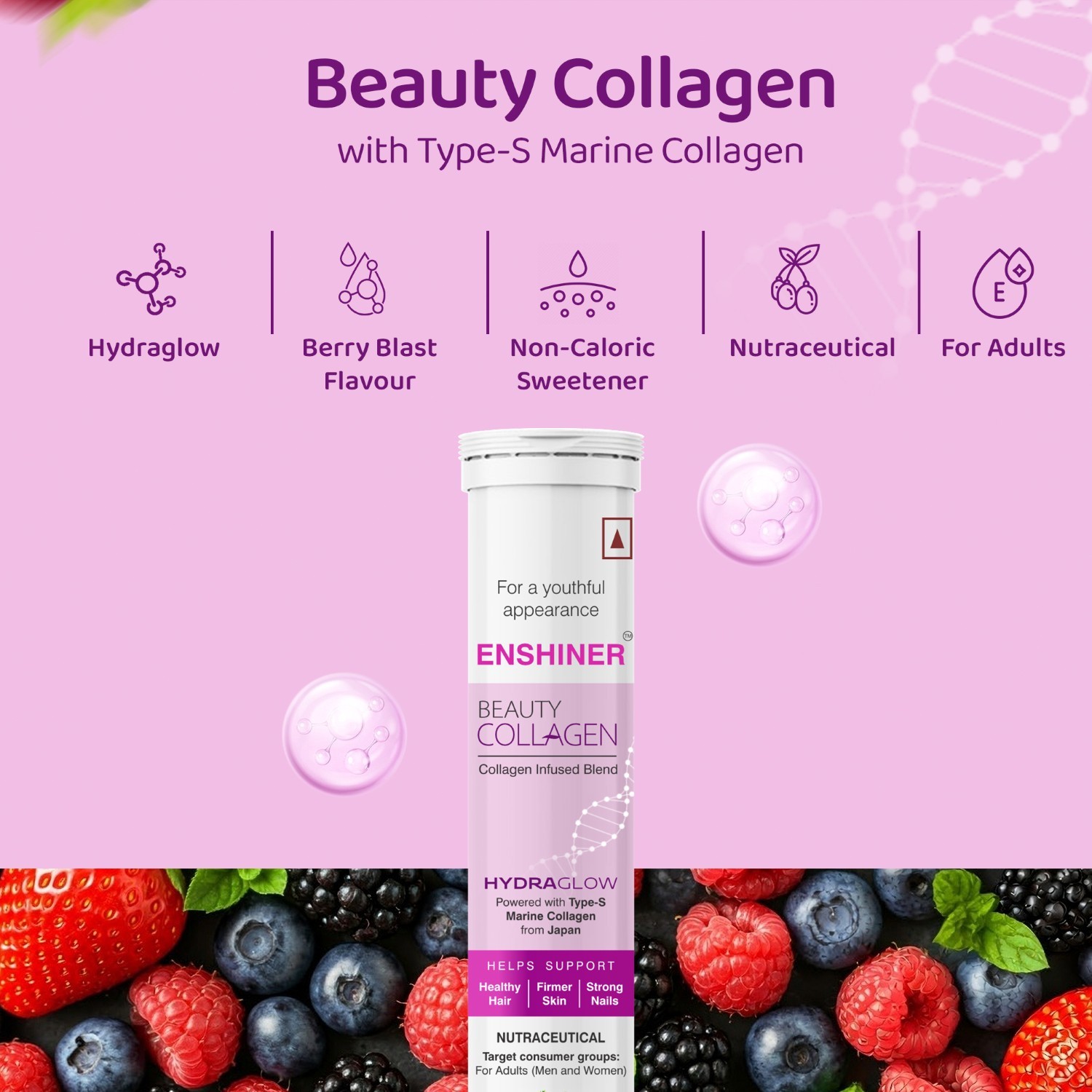 Enshiner marine collagen effervescent tablets for adults