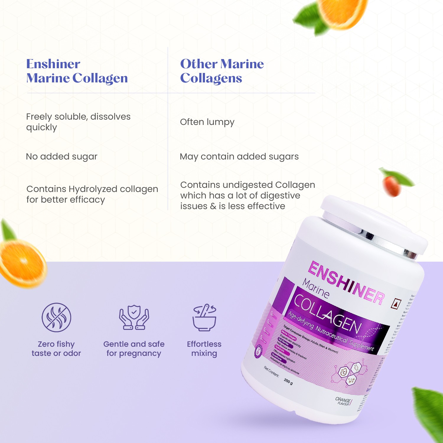 Enshiner marine collagen powder product comparison