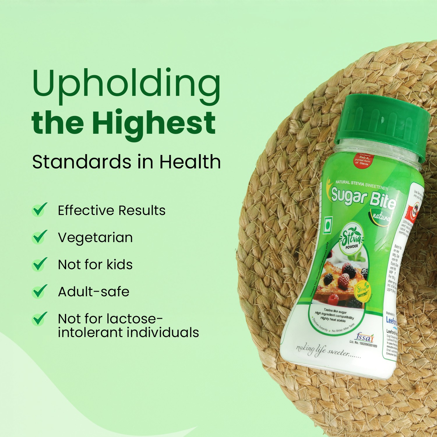 Sugar bite natura stevia powder effective results pure vegetarian