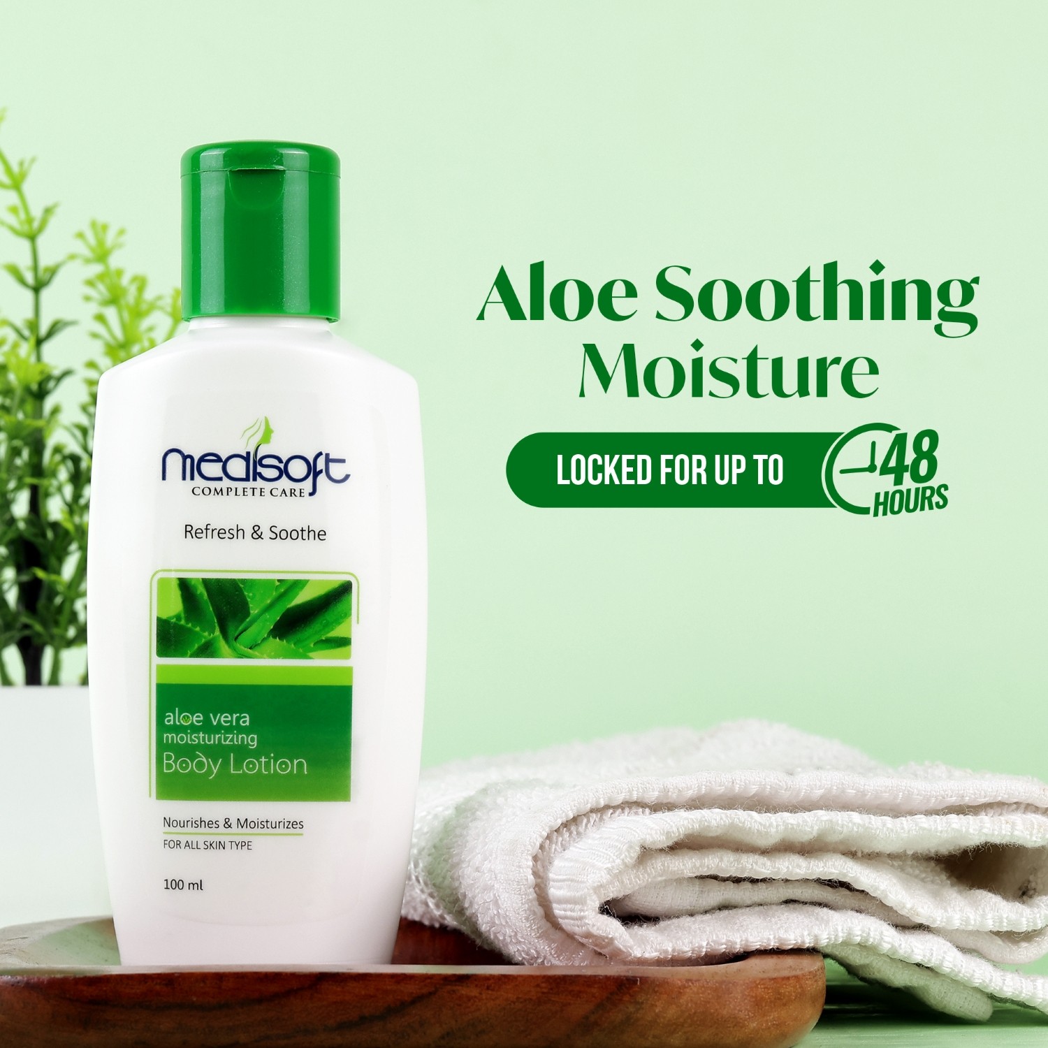 Medisoft aloevera moisturizing lotion effective upto fourty eight hours