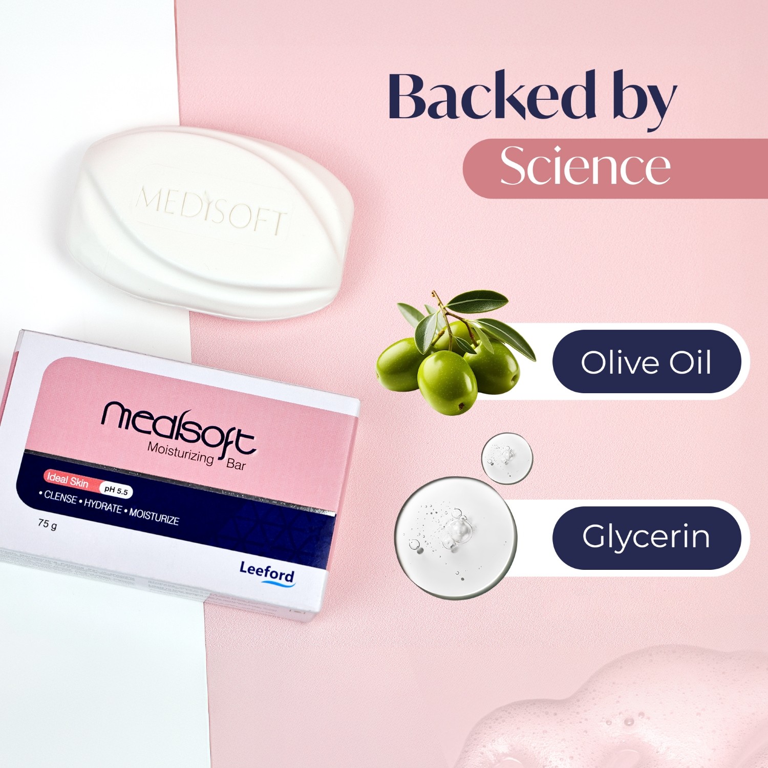 Medisoft moisturizing bar soap with olive oil and glycerin