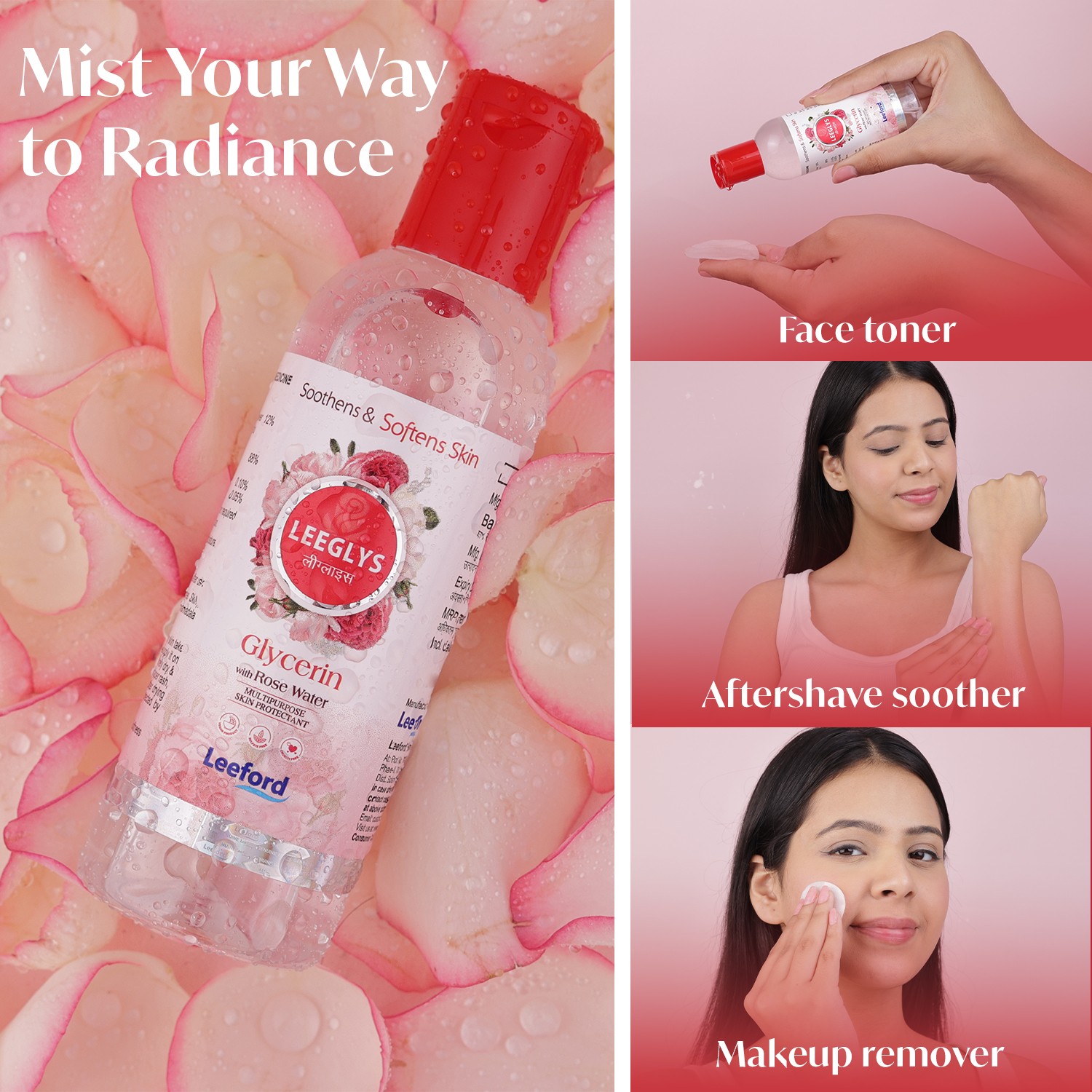 Leeglys glycerin with rose water multi use