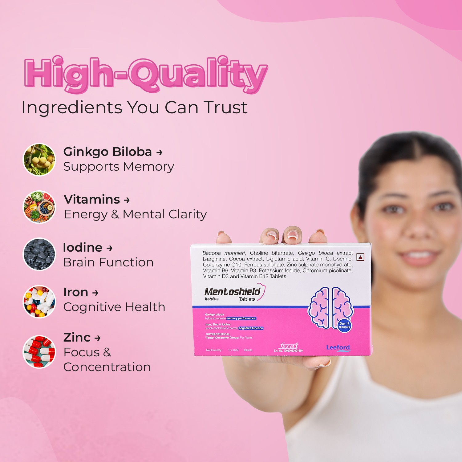 Mentoshield tablets for memeory support with high quality ingredients