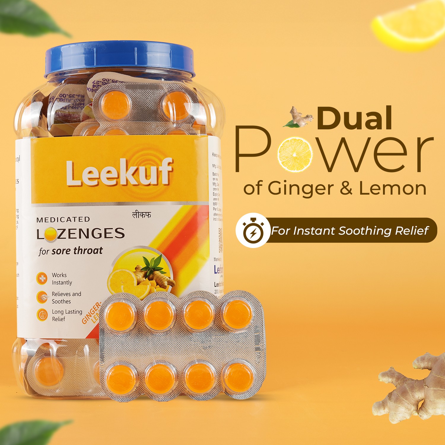 Leekuf lozenges with ginger and lemon
