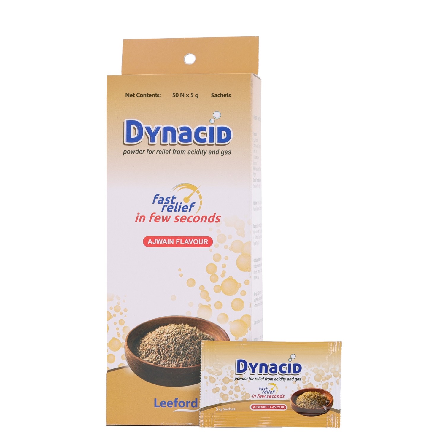 Dynacid ajwain sachet product packaging