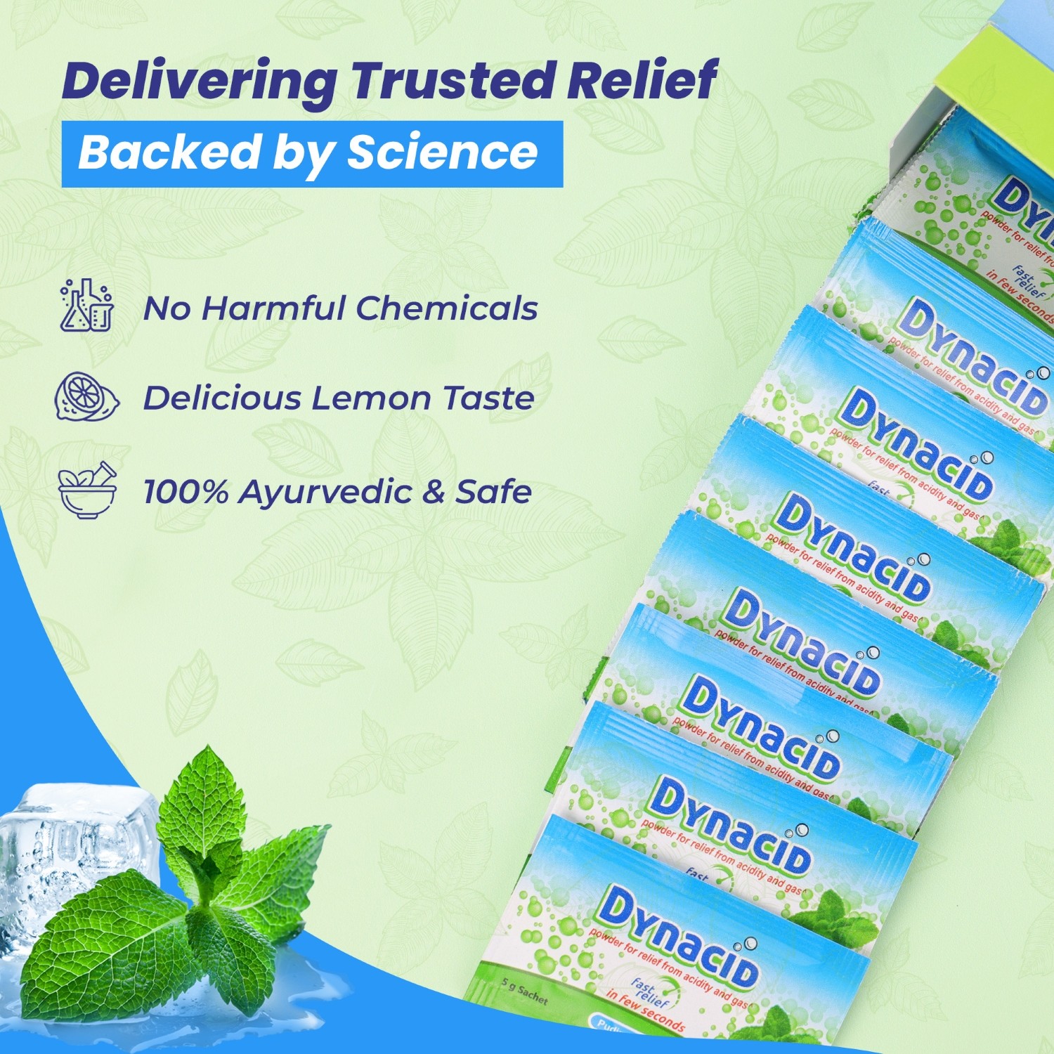 Dynacid pudina sachet is hundred precent ayurvedic and safe