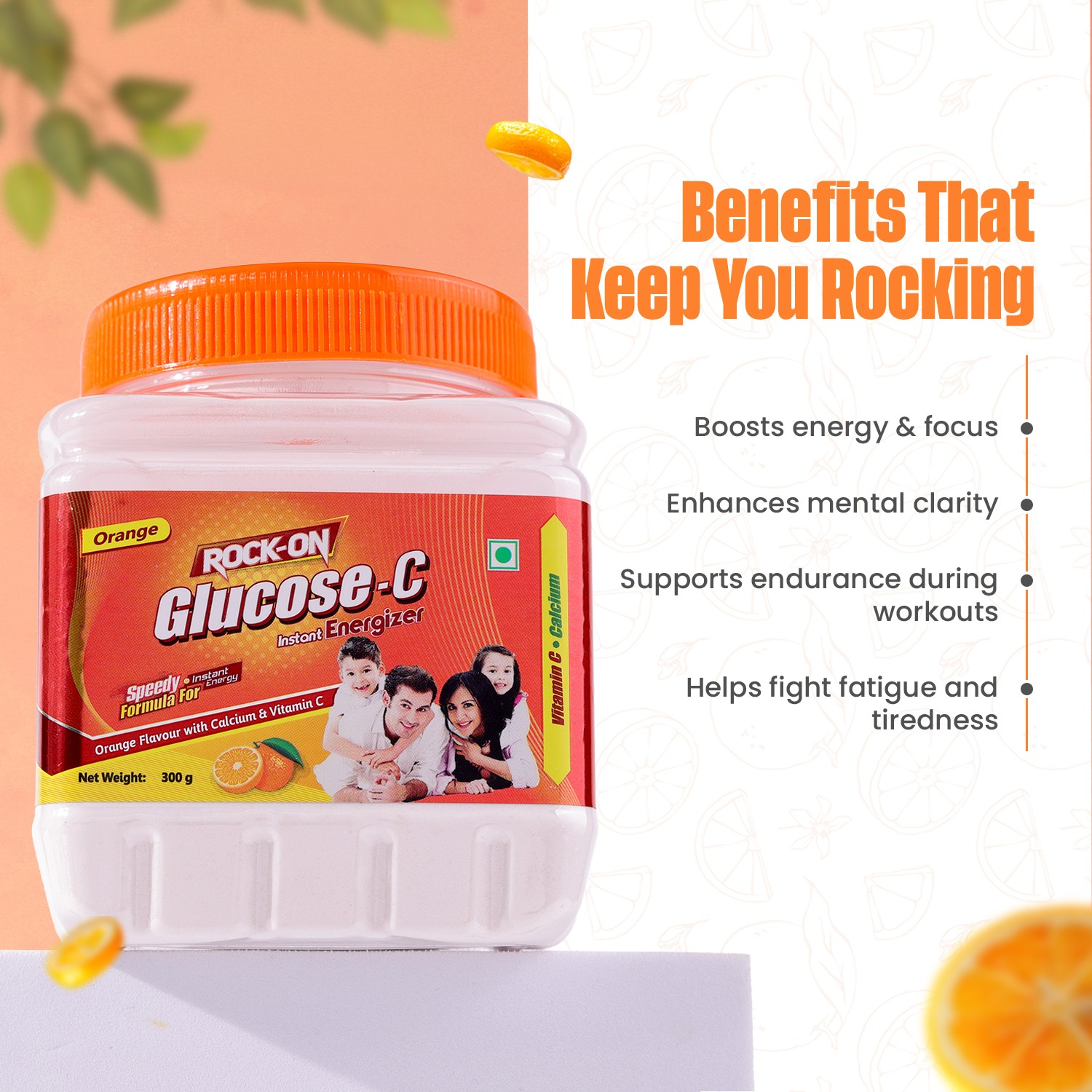 rock on glucose-c orange key benefits