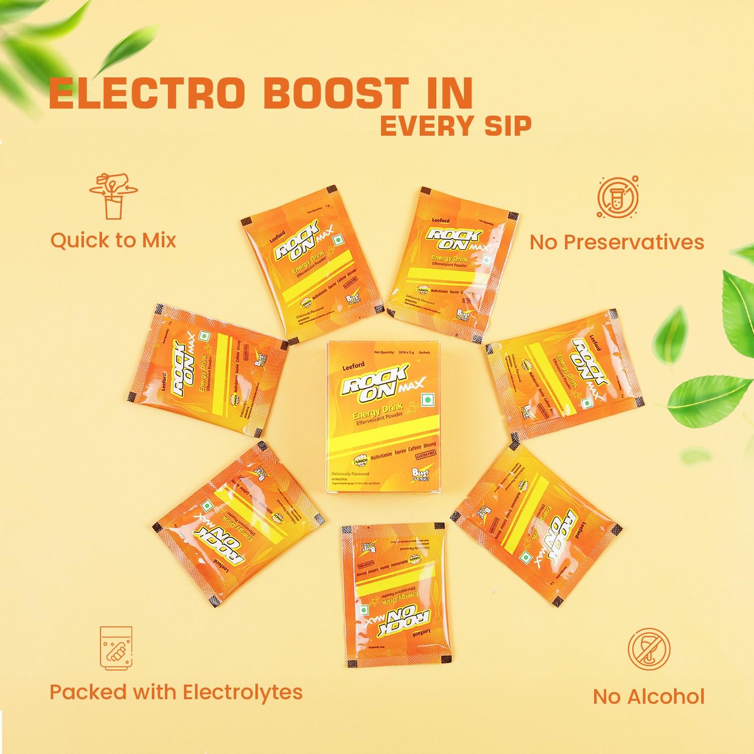 Rock on max energy drink powder sachet how to use guide