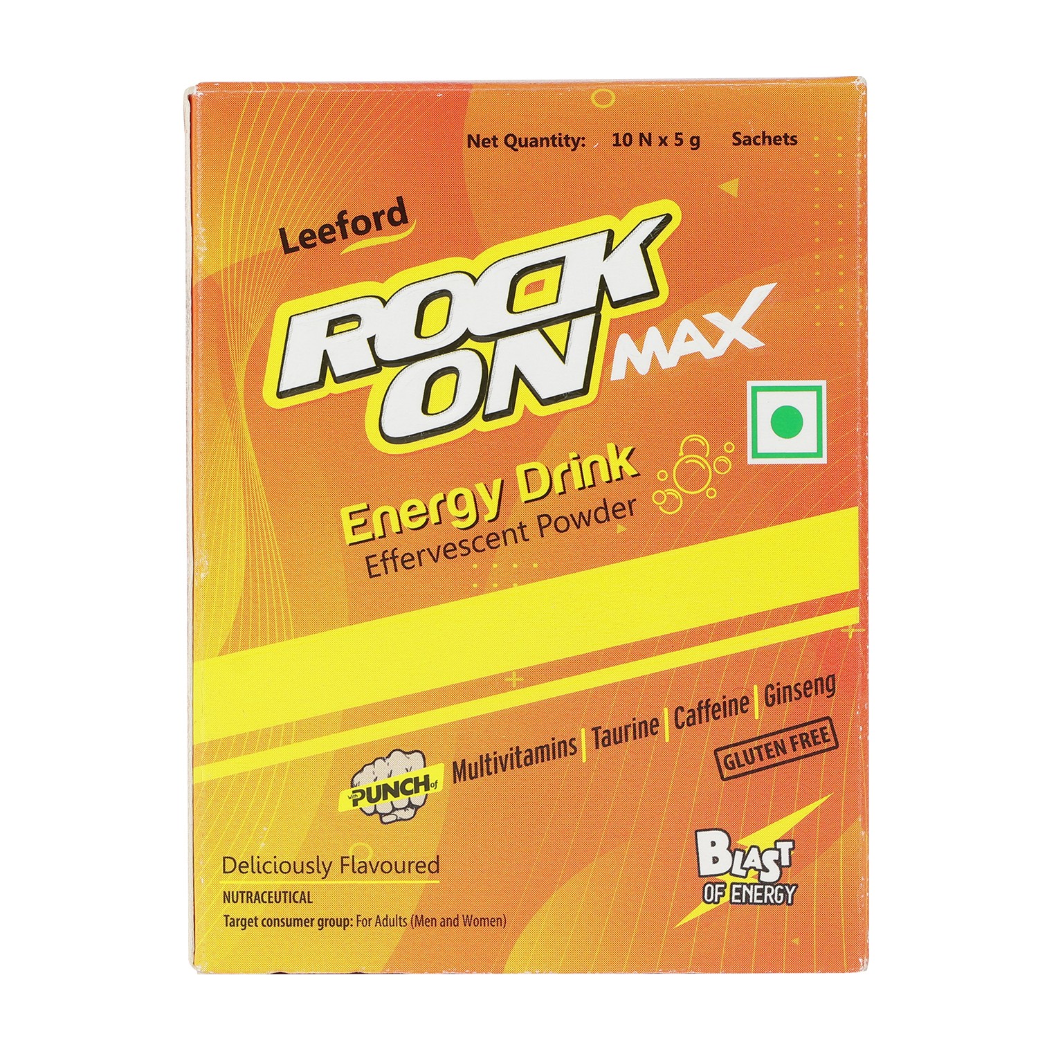 Rock on max energy drink powder sachet