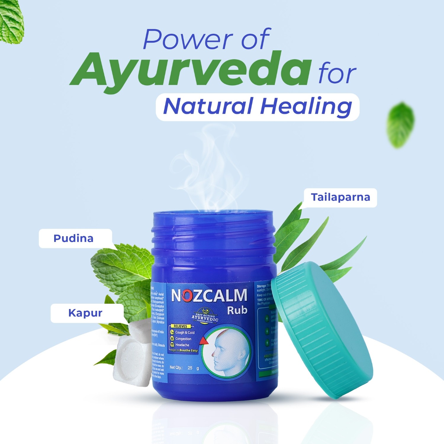 Nozcalm rub with ayurvedic herbs like pudina kapur