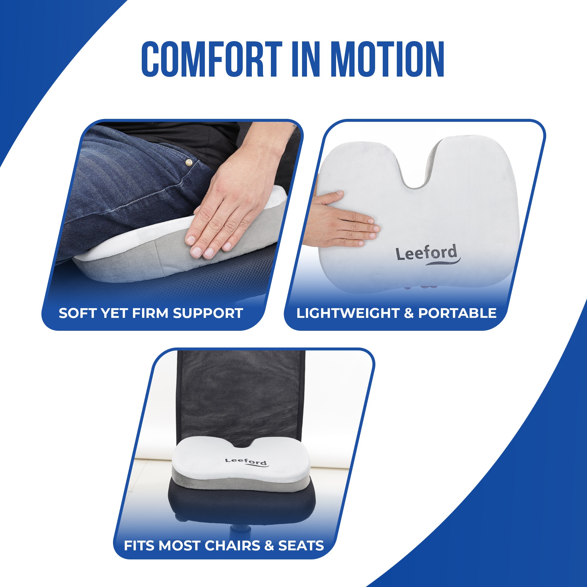 Leeford coccyx seat cushion provides soft firm support lightweight