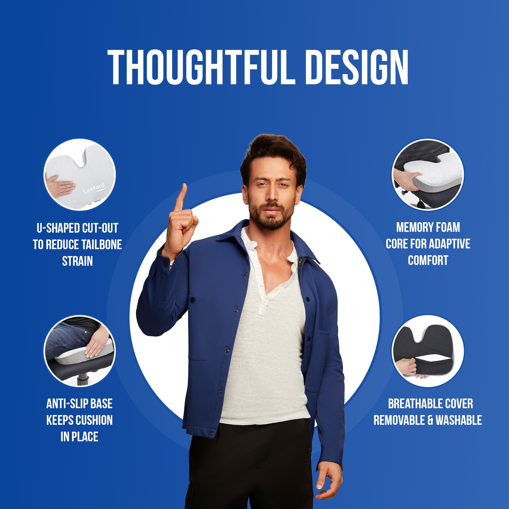 Leeford coccyx seat cushion design features