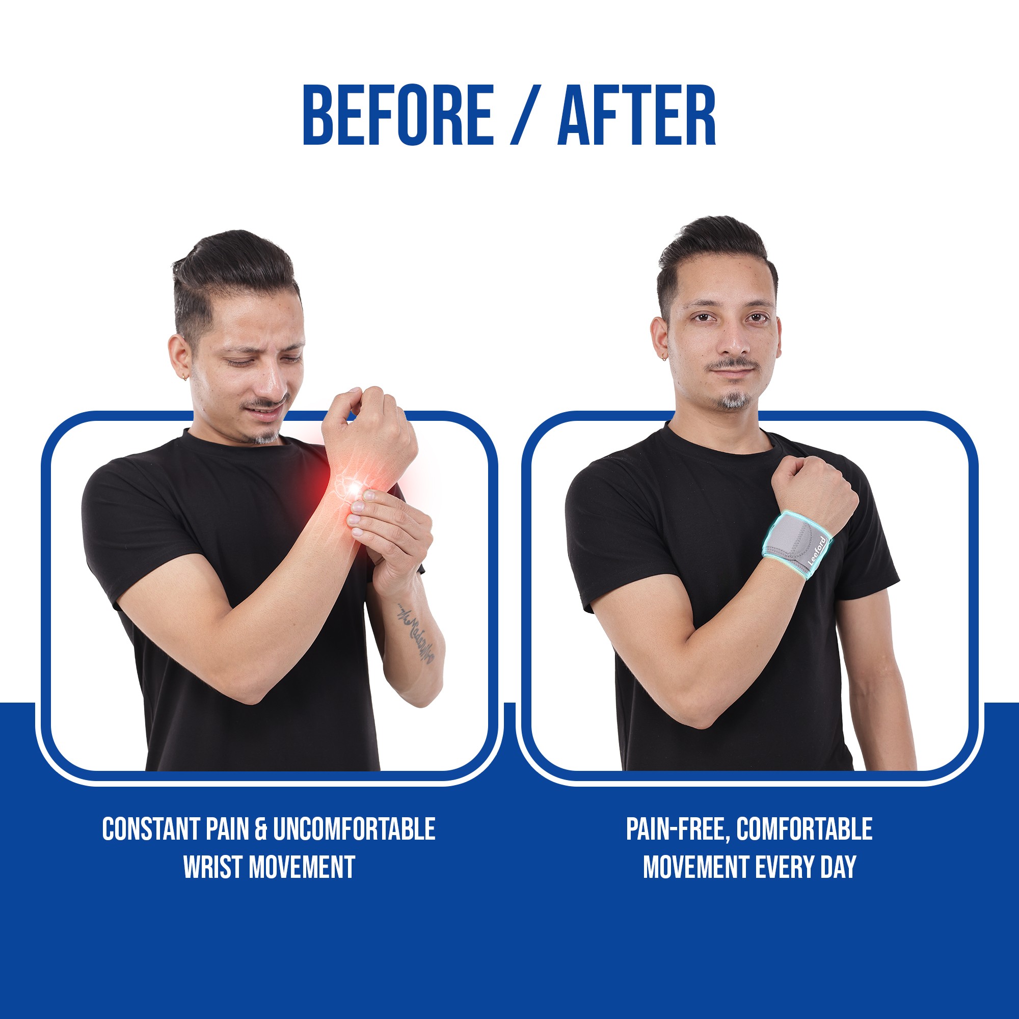 leeford wrist wrap before and after use effects