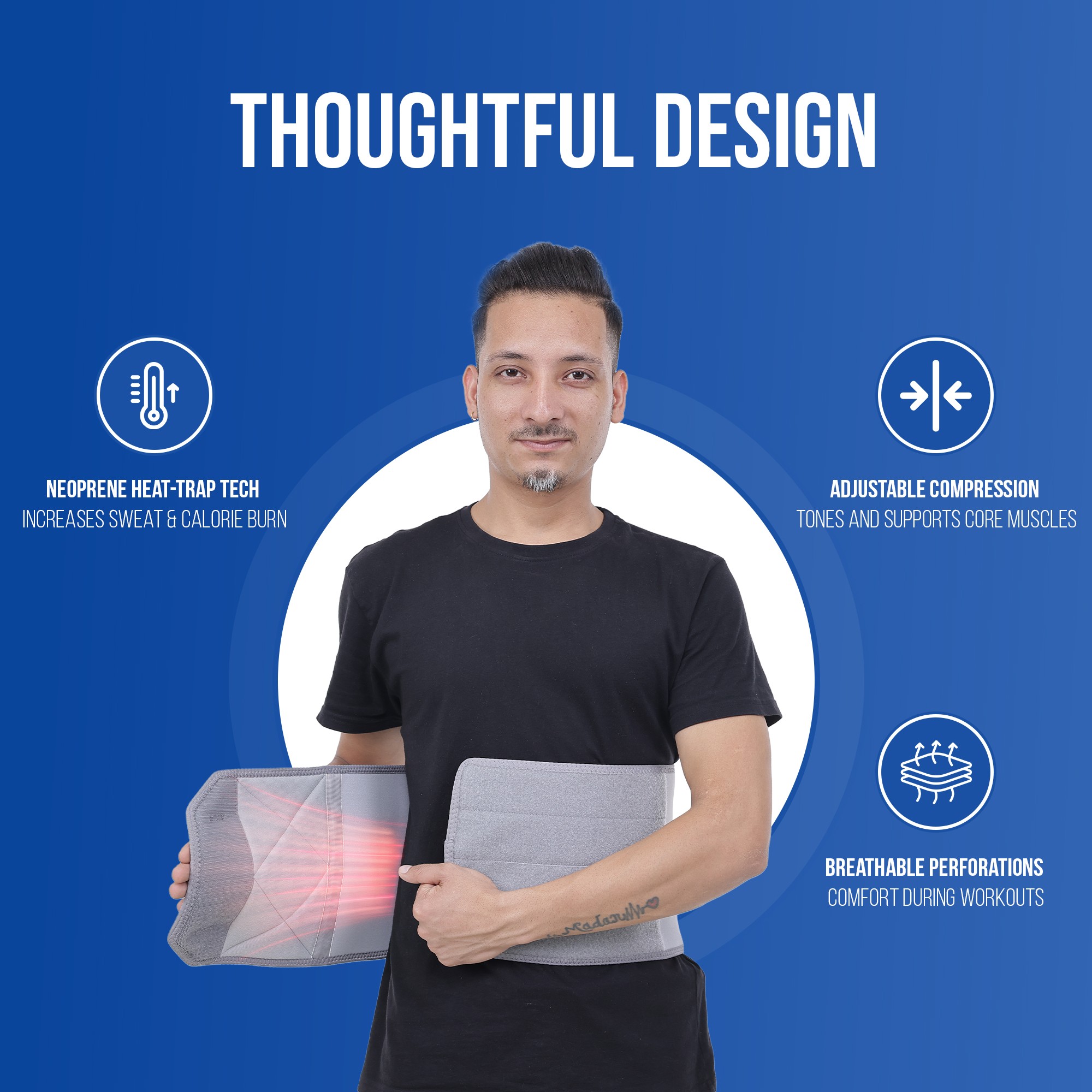 abs wrap belt features neoprene heat wrap technology n adjustable compression