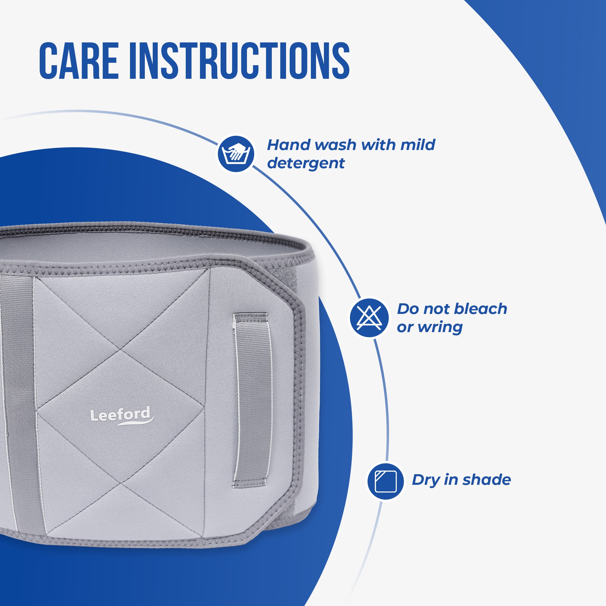 abs wrap belt wash care instructions like do not bleach or wring n dry in shade