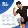 Knee support with hinge size measurement chart guide