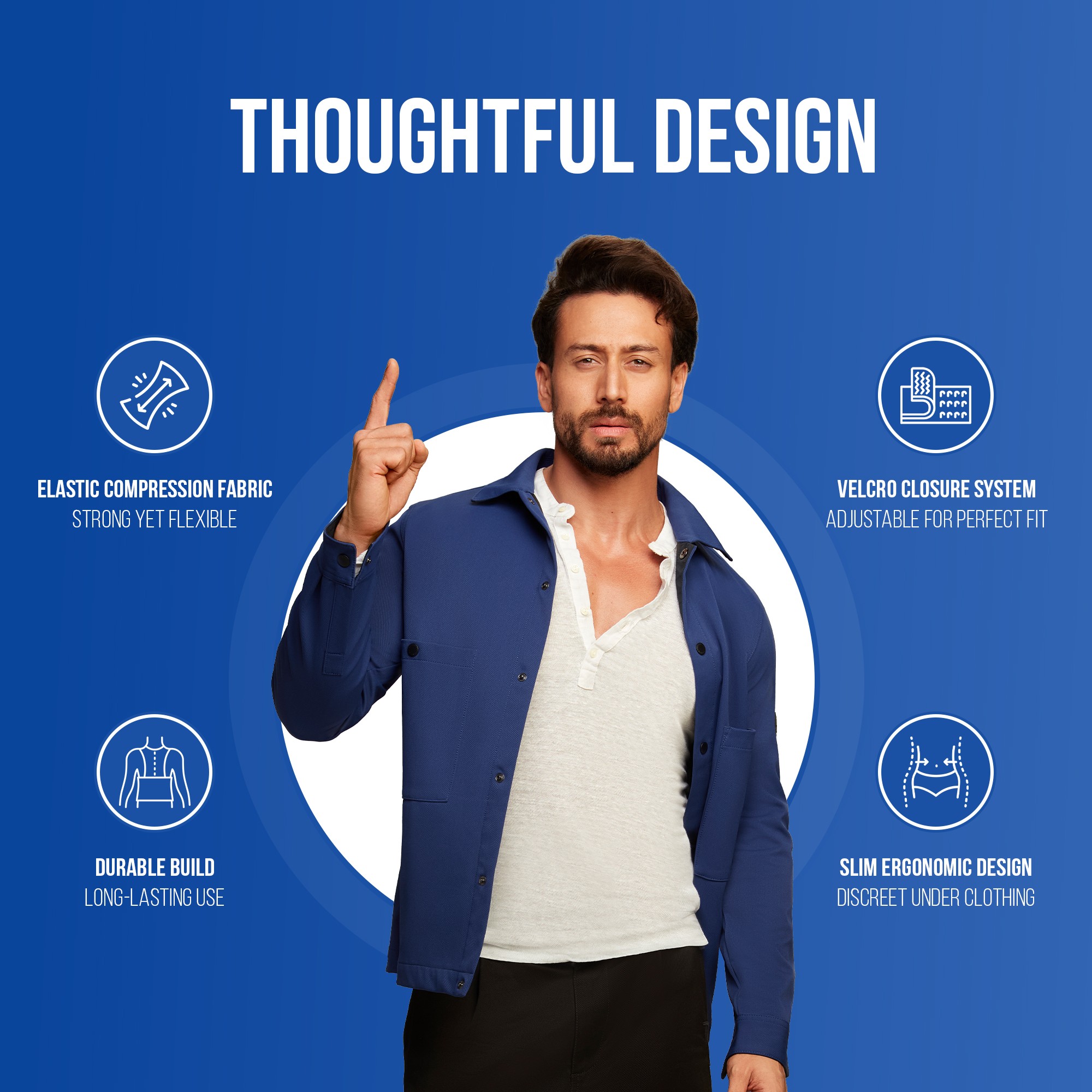 Leeford abdominal belt with elastic compression fabric velcro straps n dual stiching