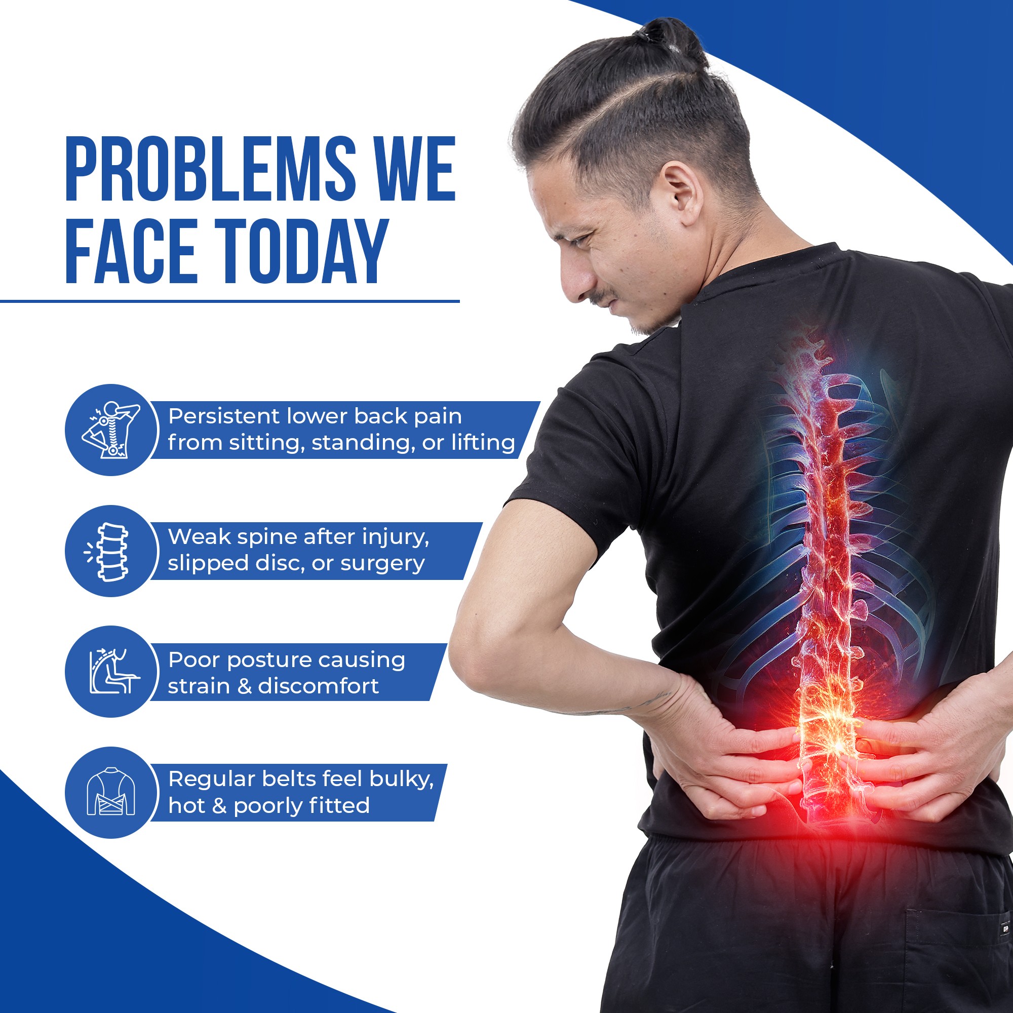 back pain problems like weak spine slip disc injury or surgery